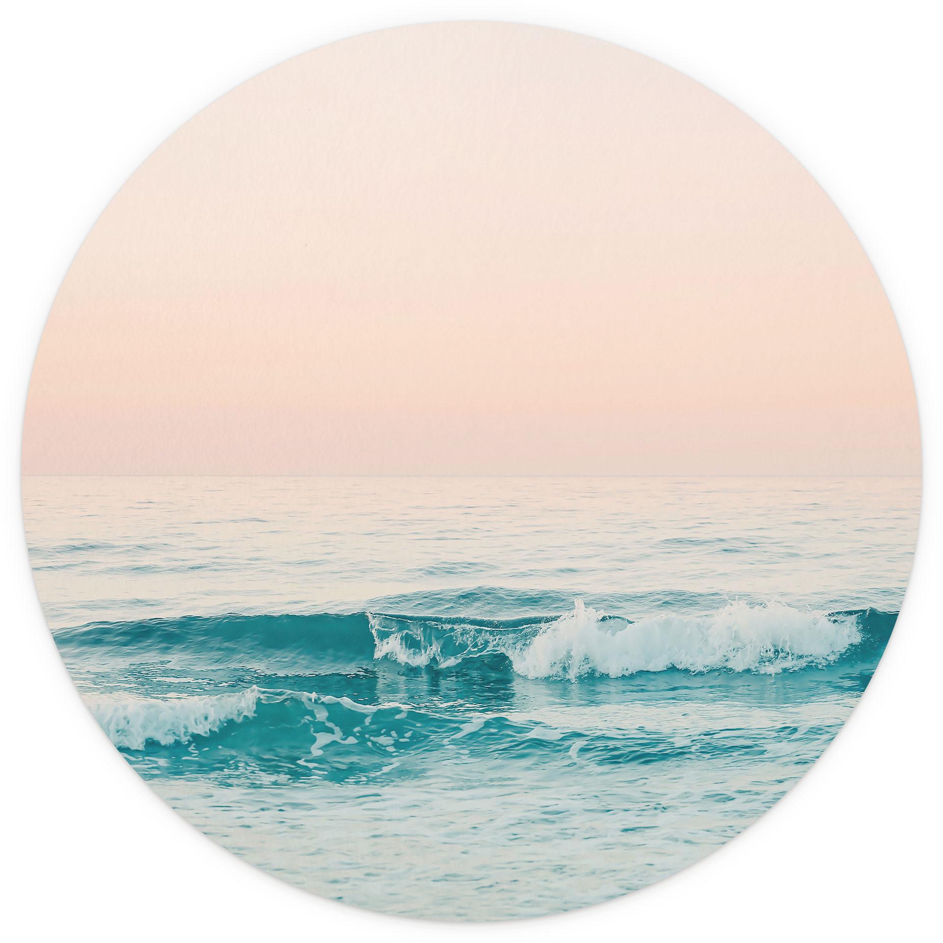 Behangcirkel Blauwe zee ontmoet roze lucht in Griekenland - Sisi & Seb - vliesbehang/zelfklevend vli