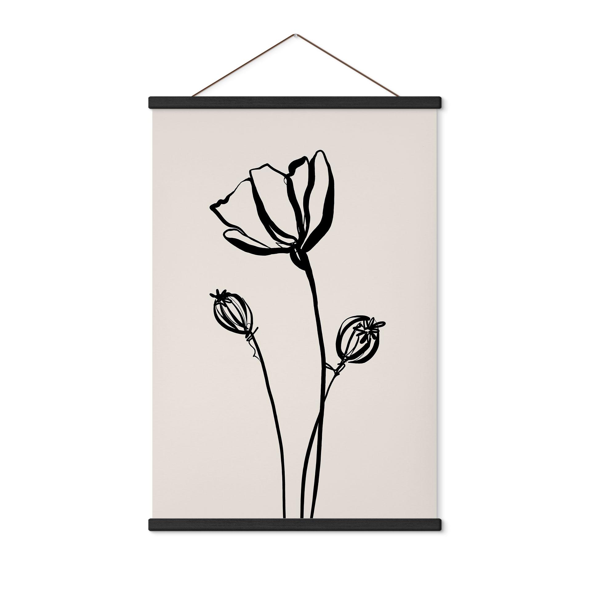 Tekstil plakat Line Art Poppy - Cats & Dotz