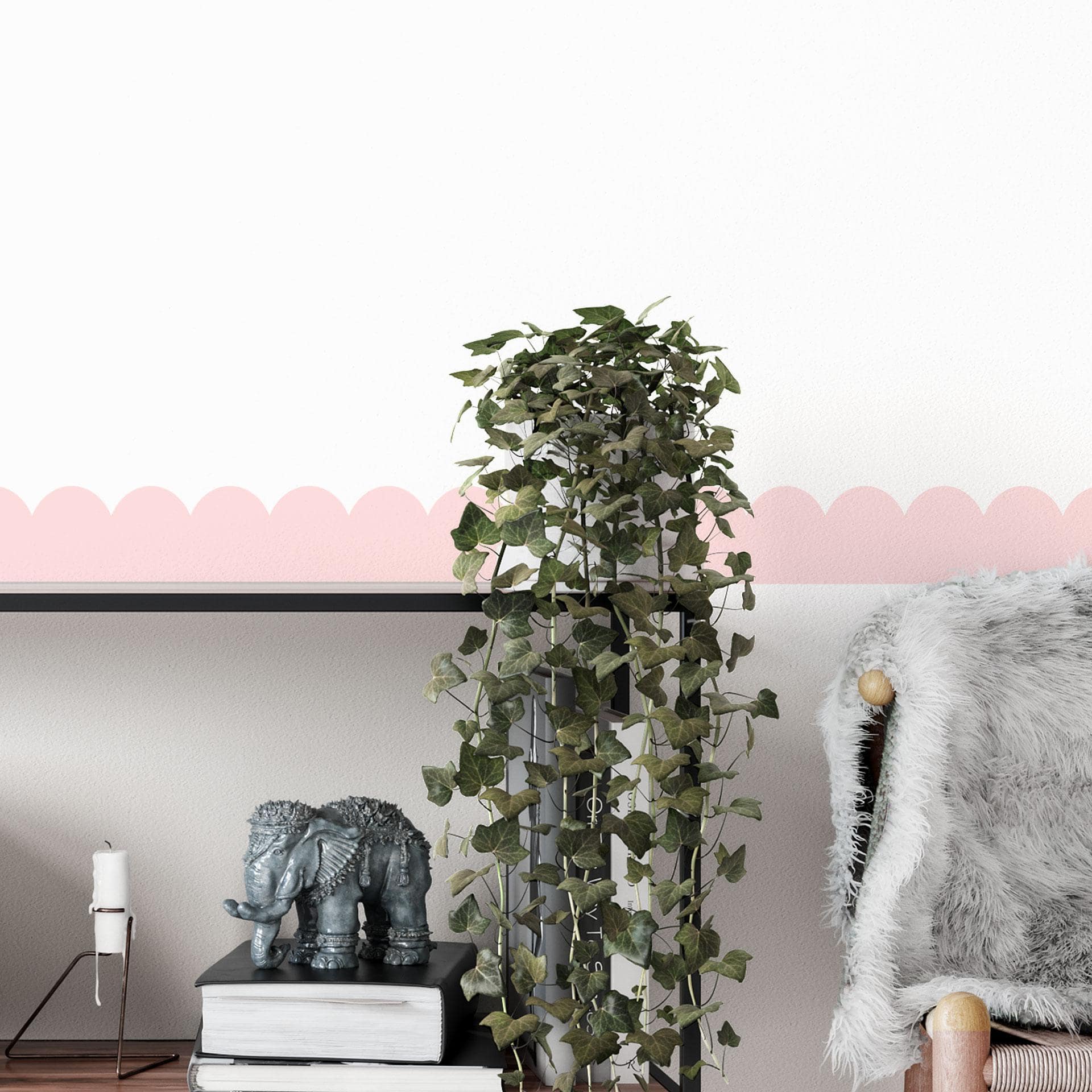 Sticker mural frise ondulée rosé