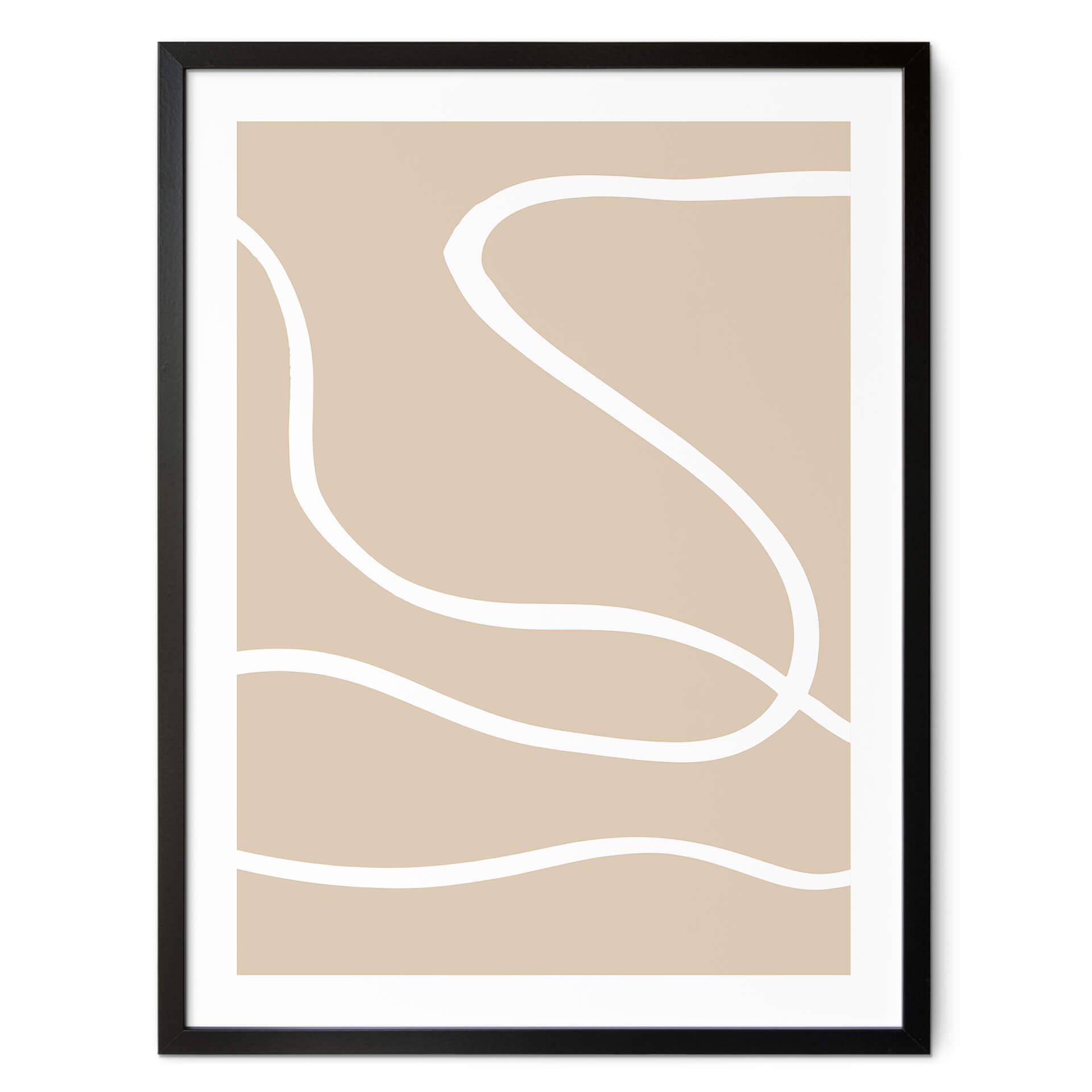 Poster 1X Studio - Vita penseldrag på beige
