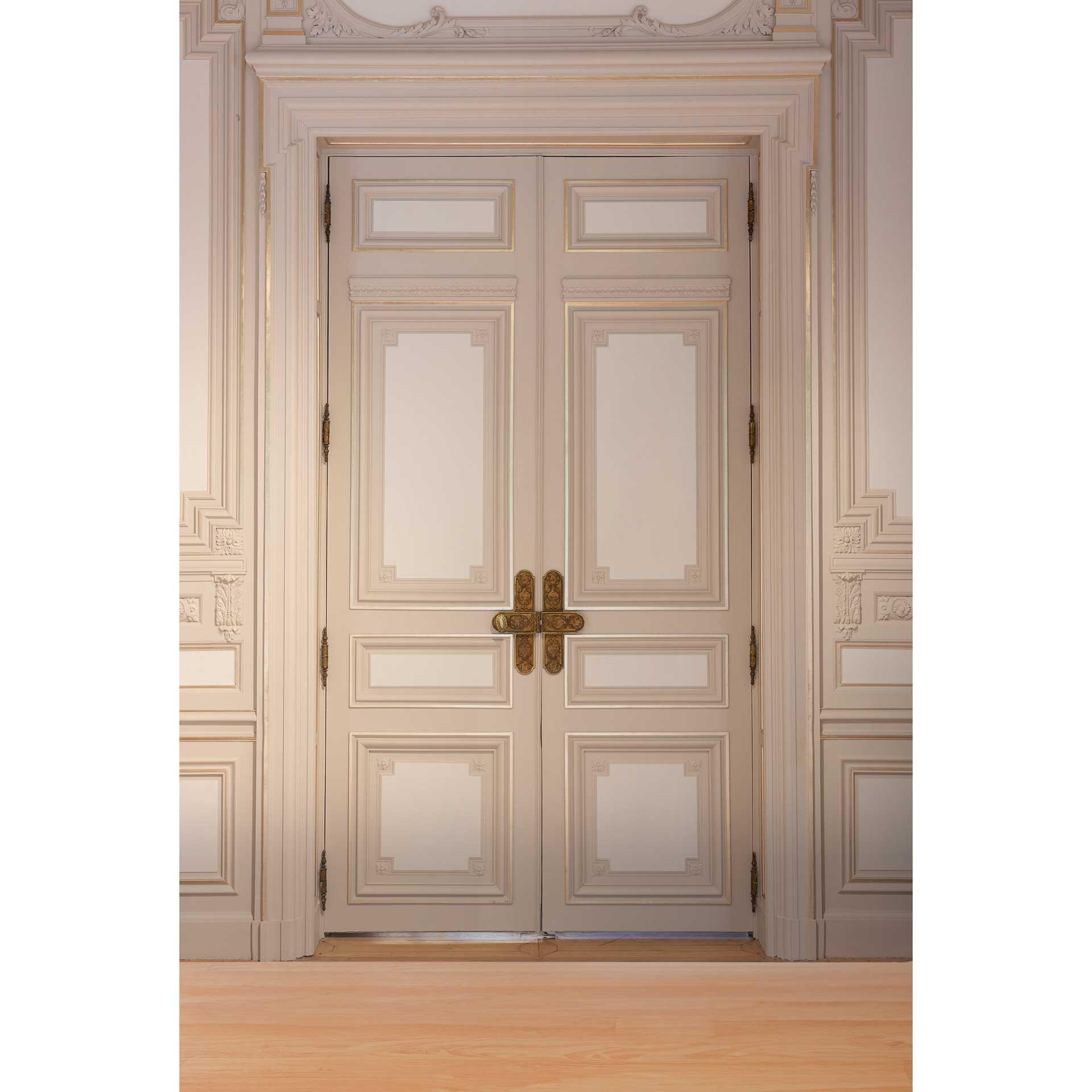 Dobbeltdør barok beige - klassisk dørtapet med ornament - Ikke-vævet tapet 3D