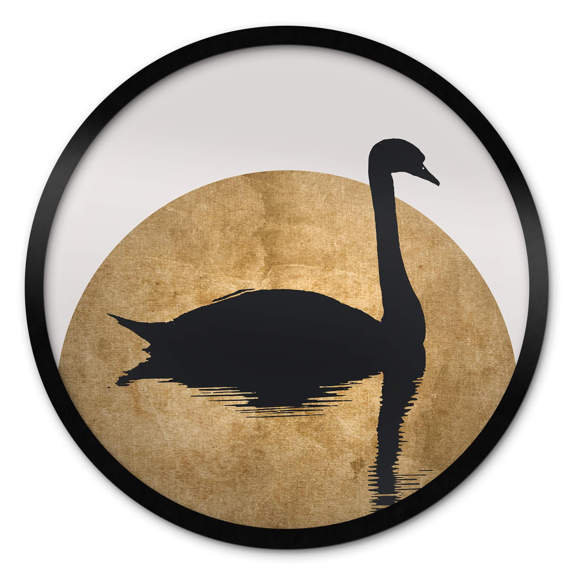 Poster Kubistika - Cygne et pleine lune - Rond