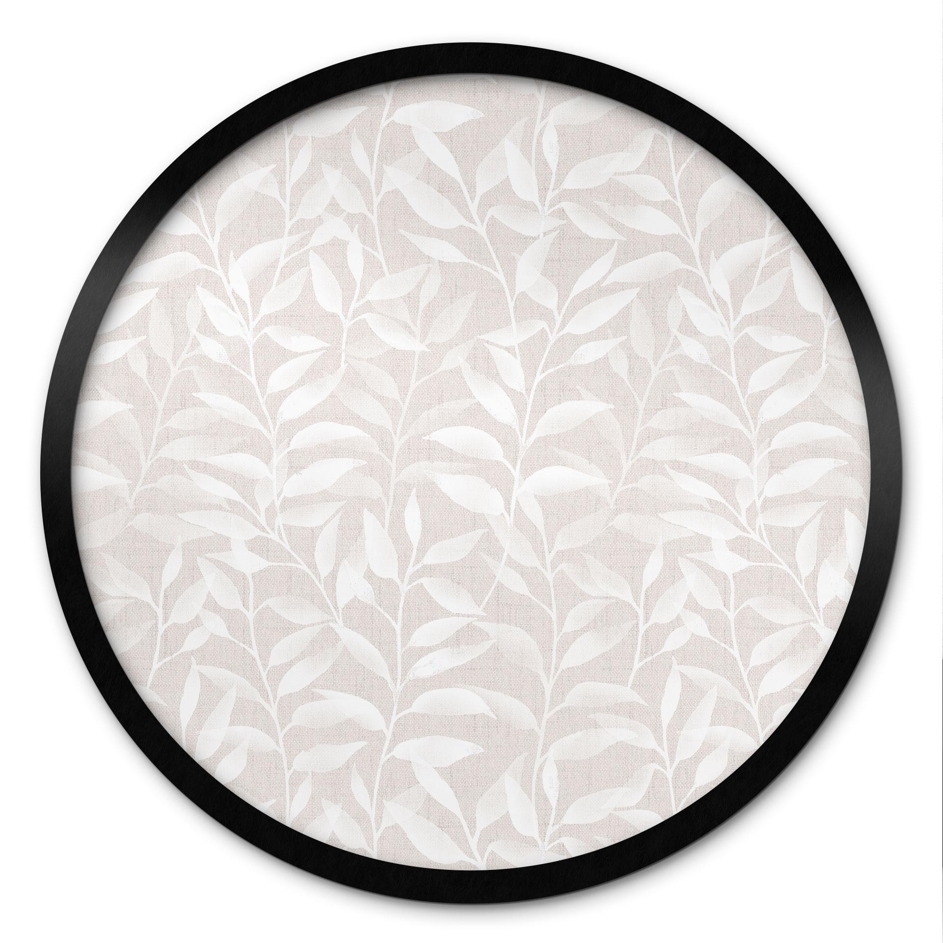 Plakat Delikate akvarelblade - blød beige - blomsterdekoration - rund