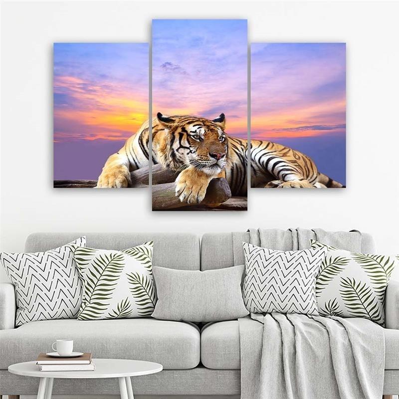 3-delige canvas print, tijger wilde dieren