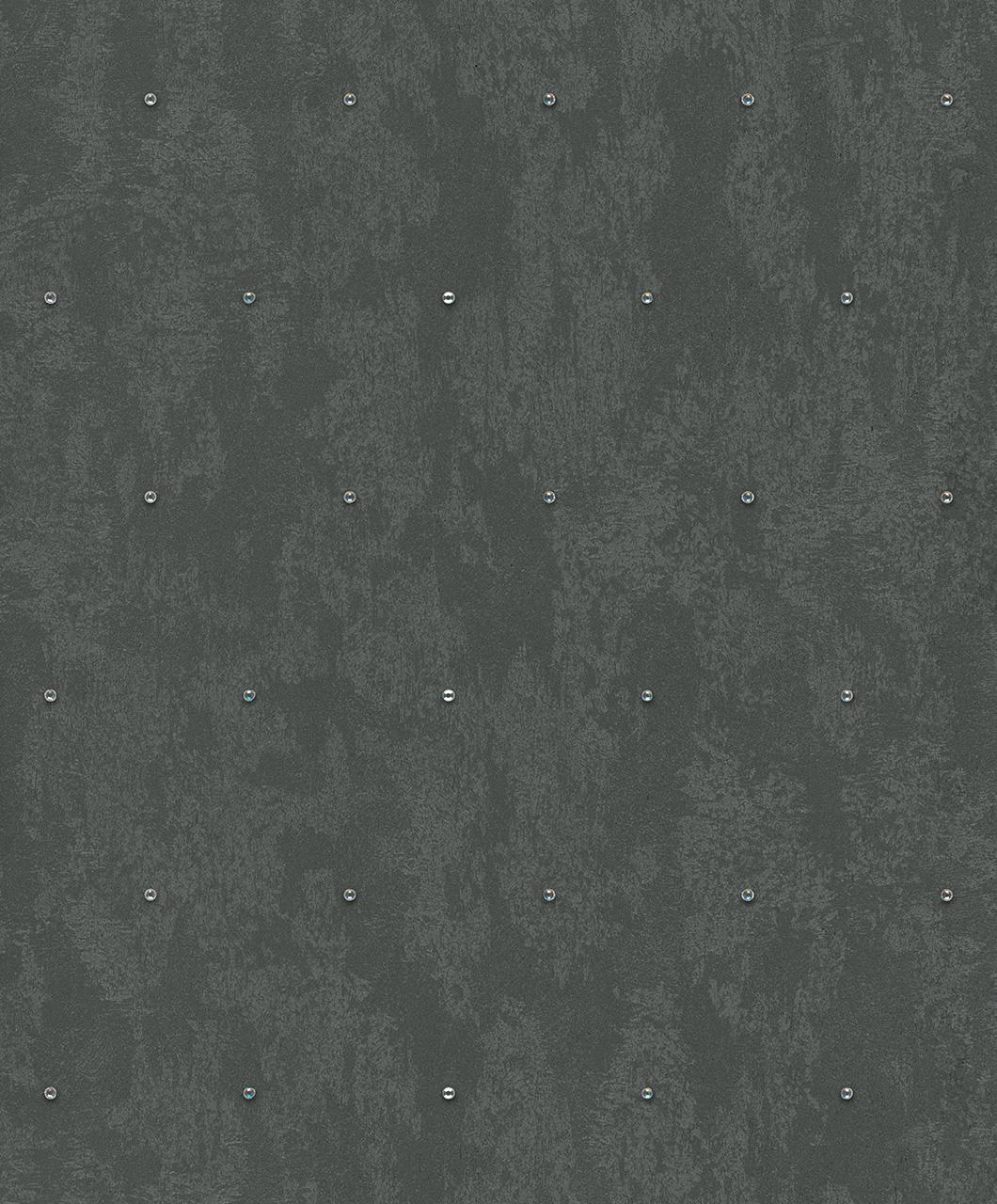 Ikke-vævet tapet betonlook, rhinestones metal look moderne blankt i sort