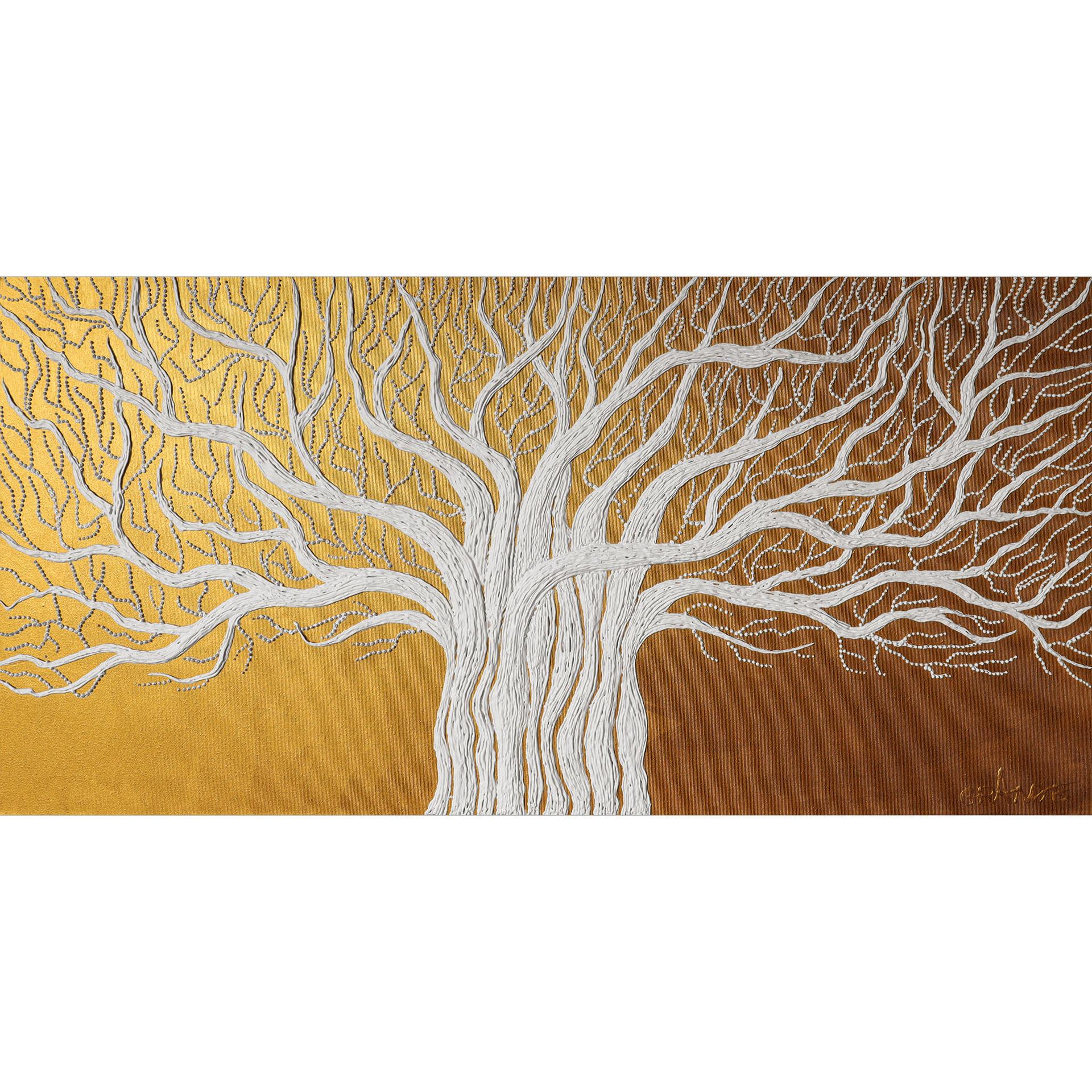 Witte levensboom abstract Fotobehang - Grande