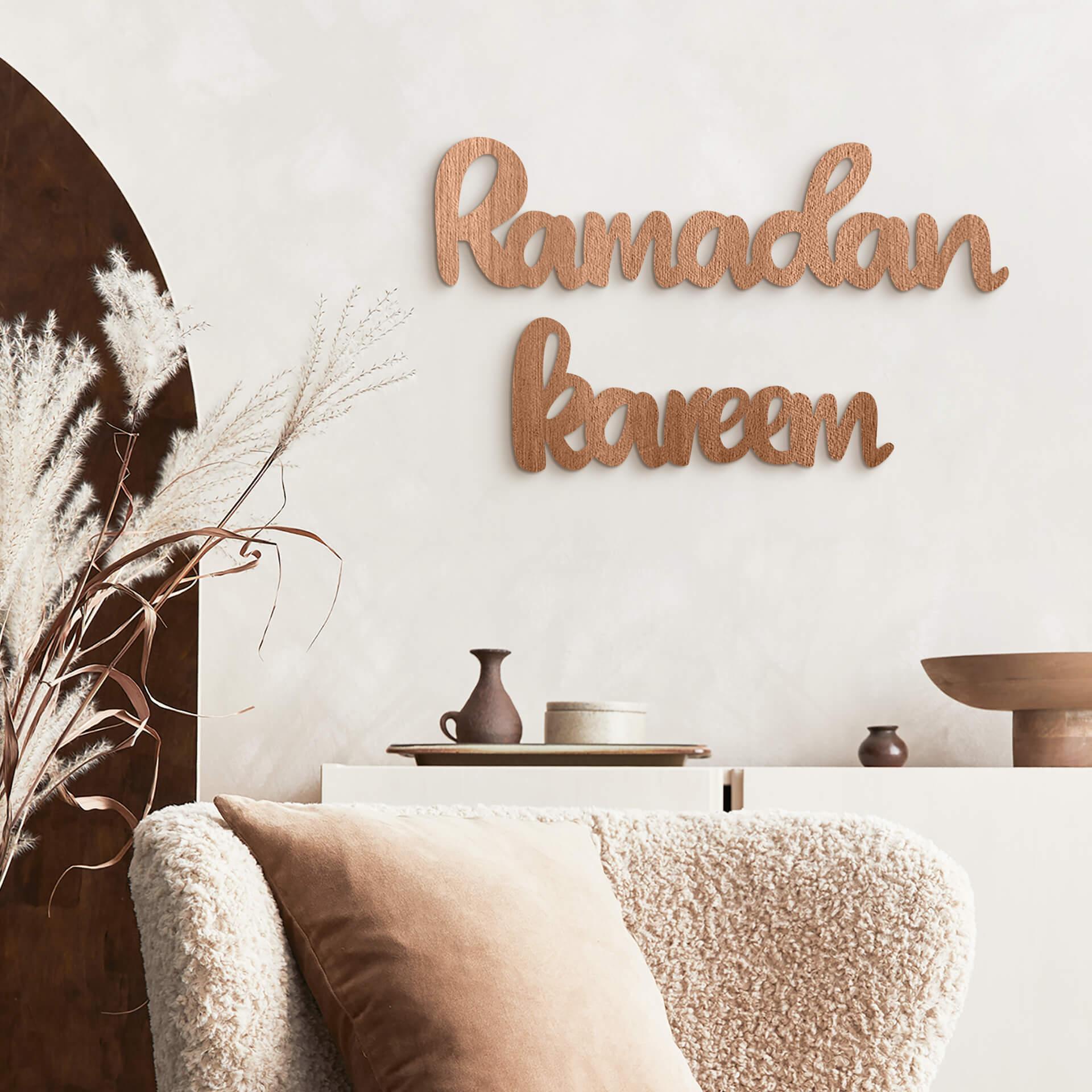Décoration en bois placage acajou - Ramadan Kareem