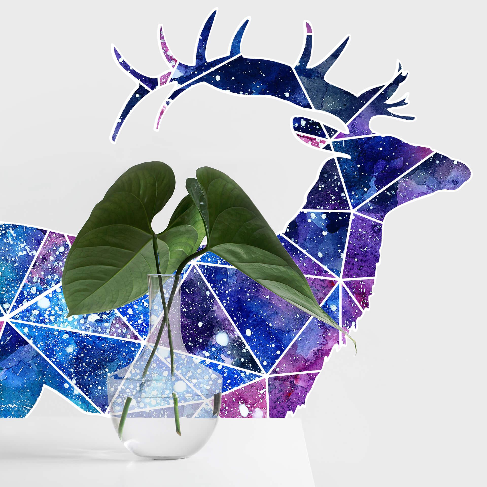 Wallsticker Sticker - polygon galakse hjortehoved