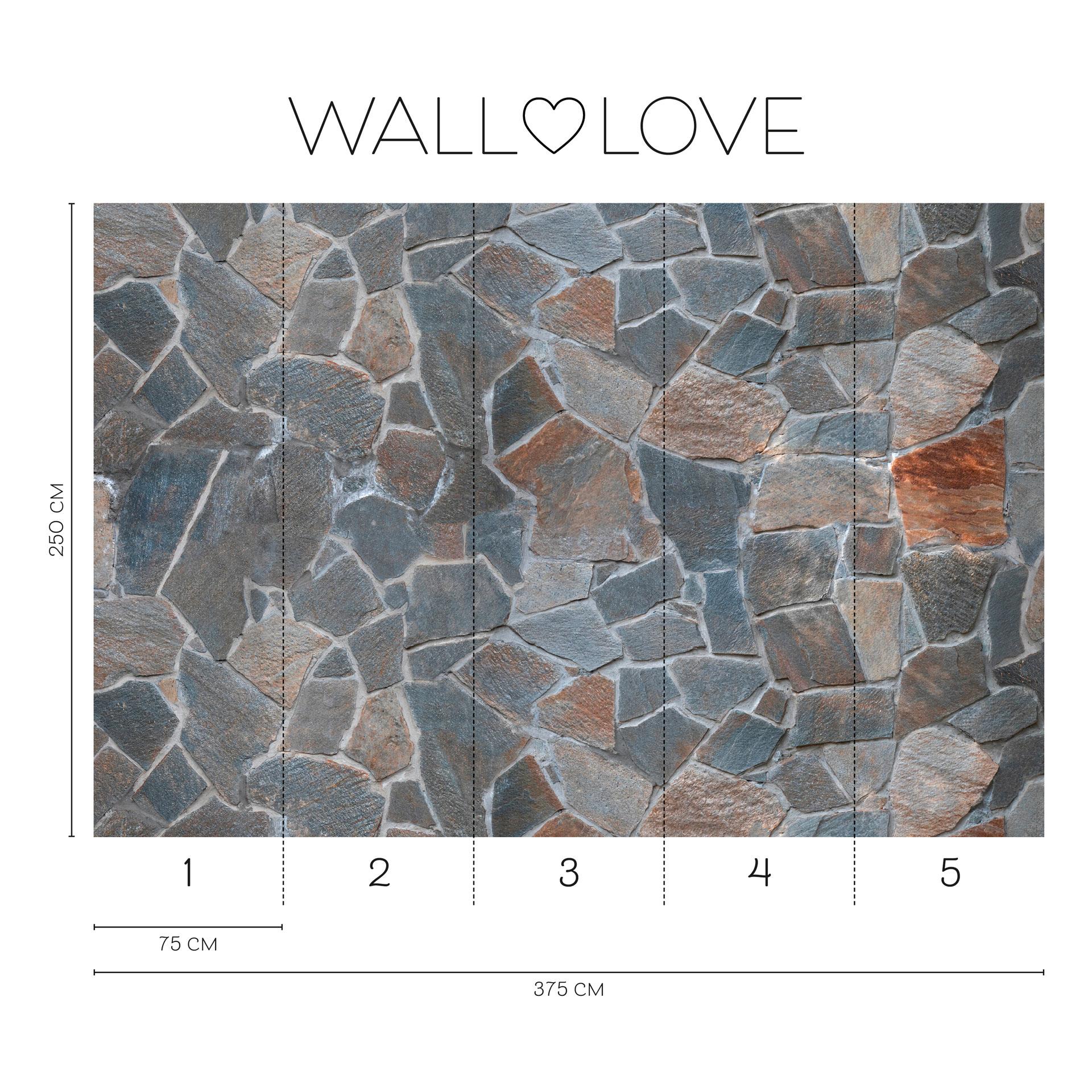 Fotobehang grijs bruin - Vliesbehang 3,75 m x 2,50 m natuursteeneffect