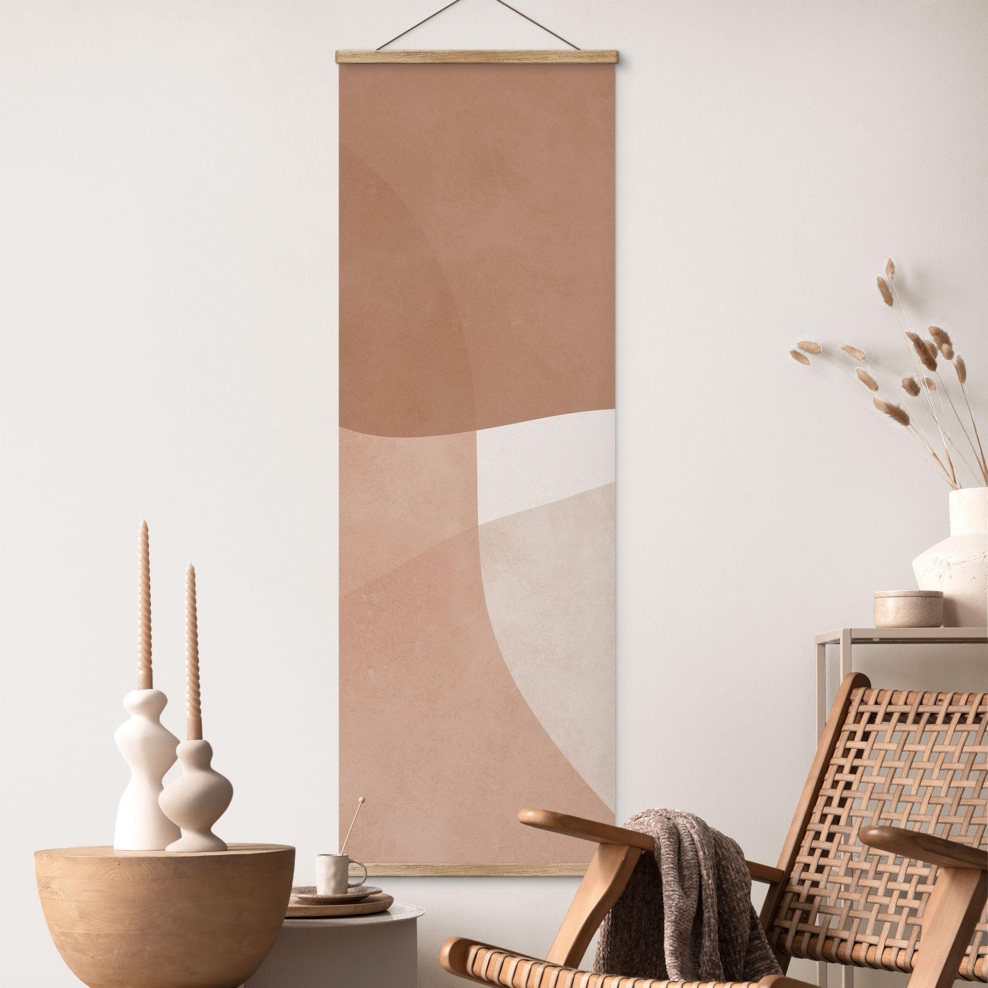 Tekstil plakat Boho akvarelformer i brune toner - Costa - Panorama