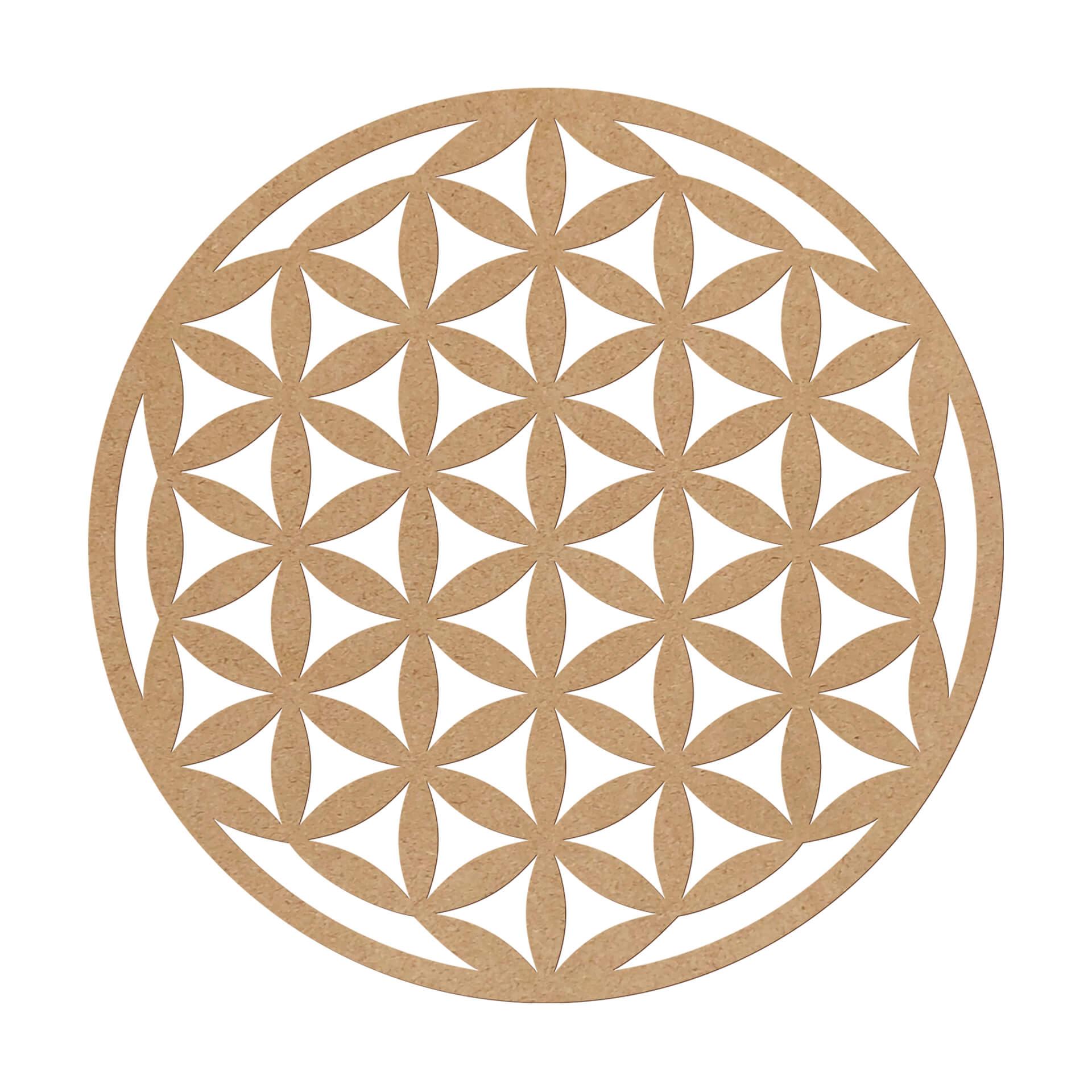 Decoración en madera Geometría Flor de la Vida - MDF Nature Round