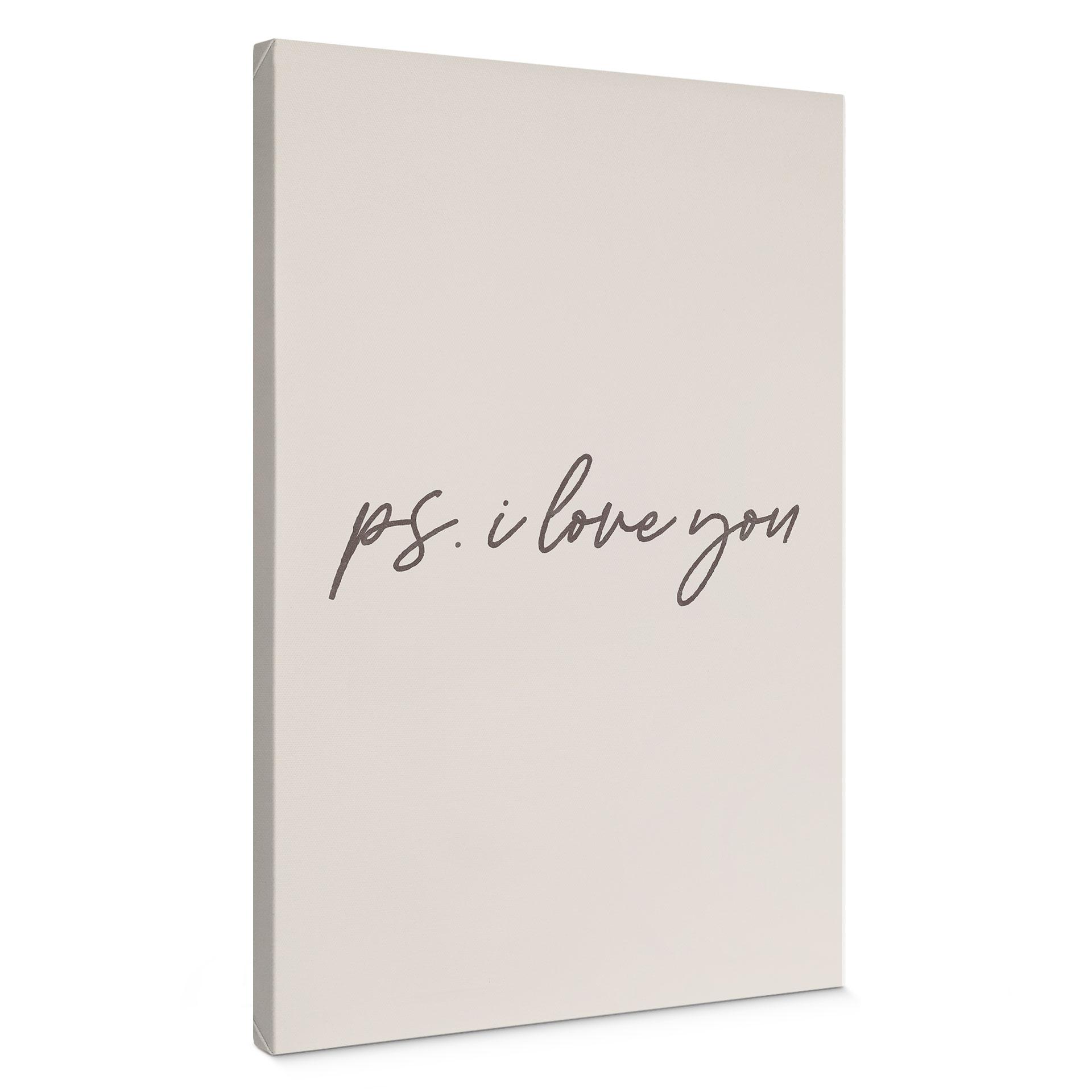 Canvasbillede Ps. Jeg elsker dig | Håndskrevet typografi
