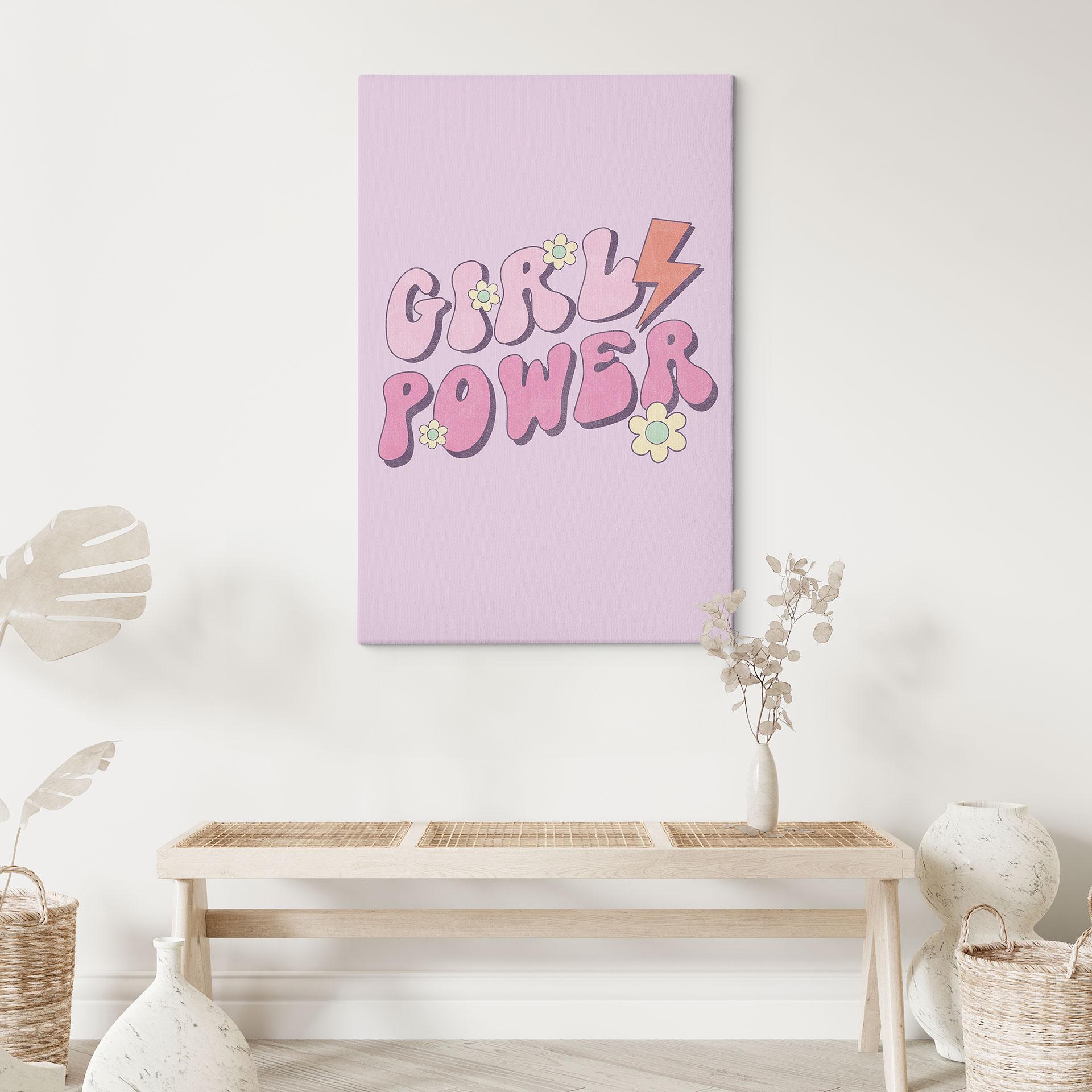 Canvasbillede Girl Power retro bogstaver lilla