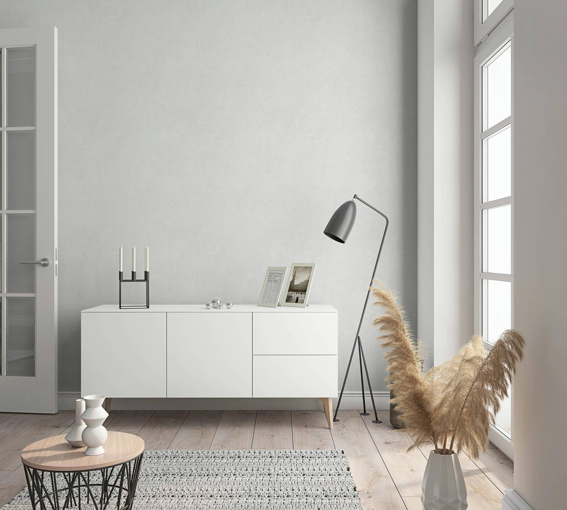 vliesbehang grijs effen voor woonkamer slaapkamer keuken marburg behang