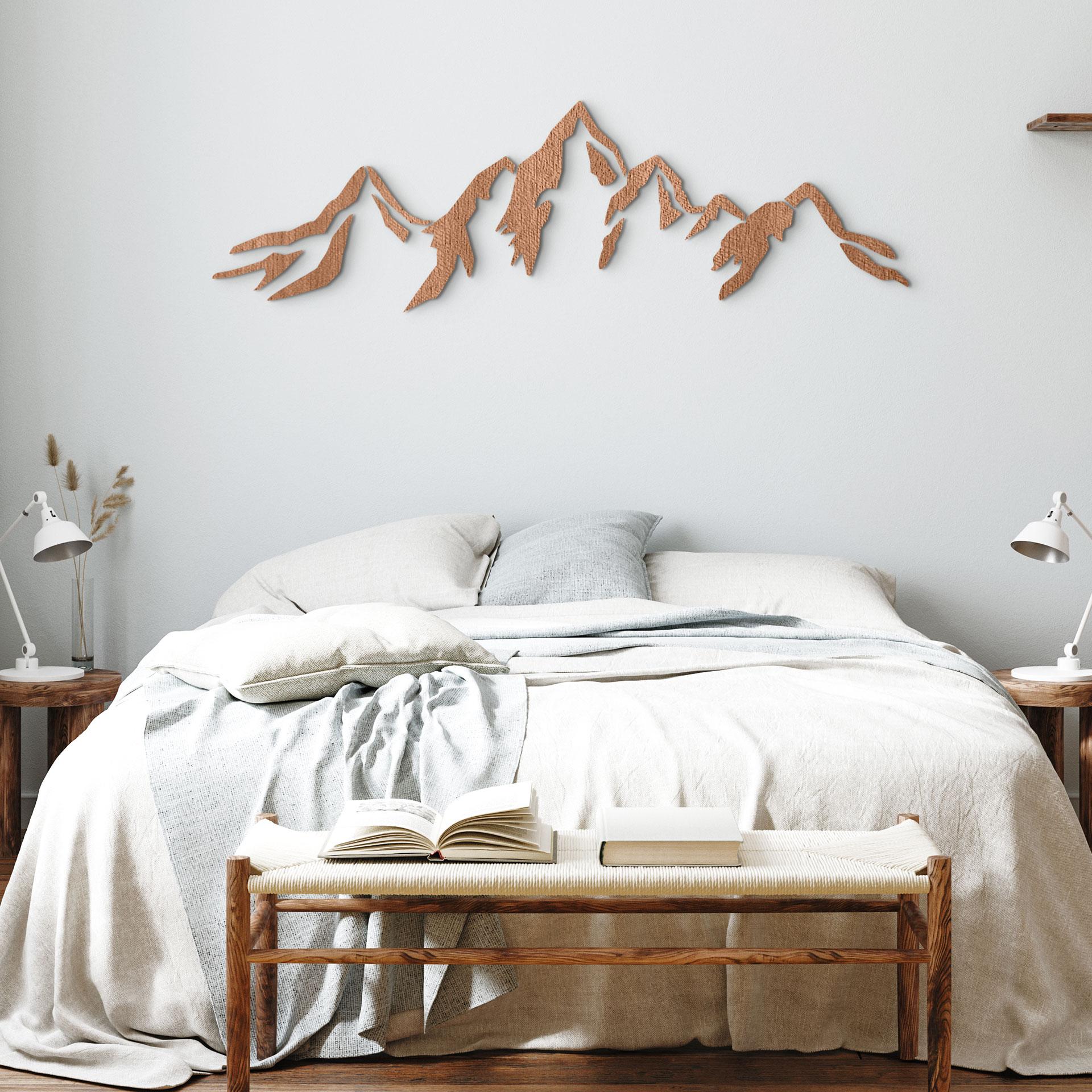 Décoration en bois placage acajou - Puzzle de montagne