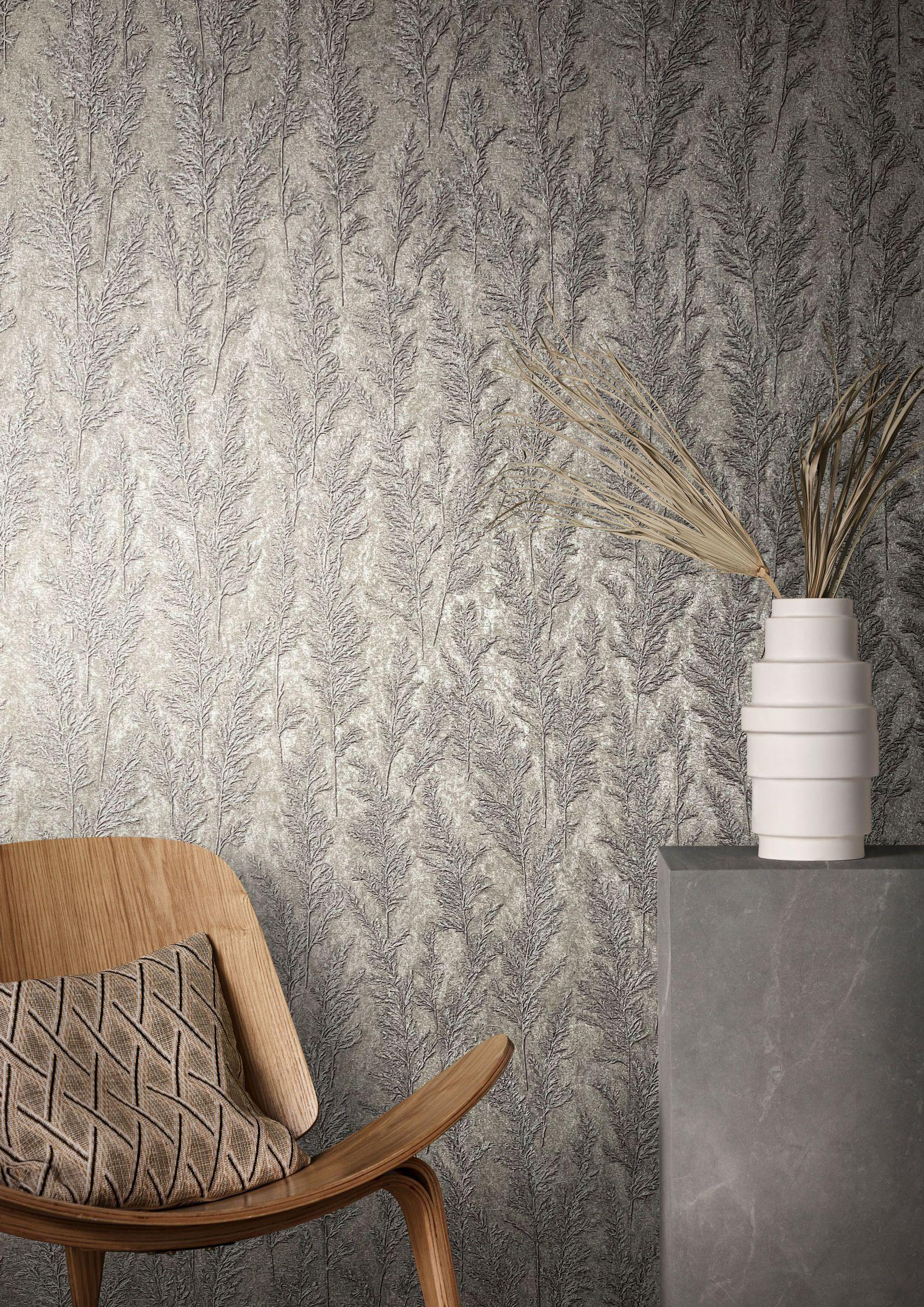 behangpapier met bloemen en vlies Natural Opulence in rood, bruin