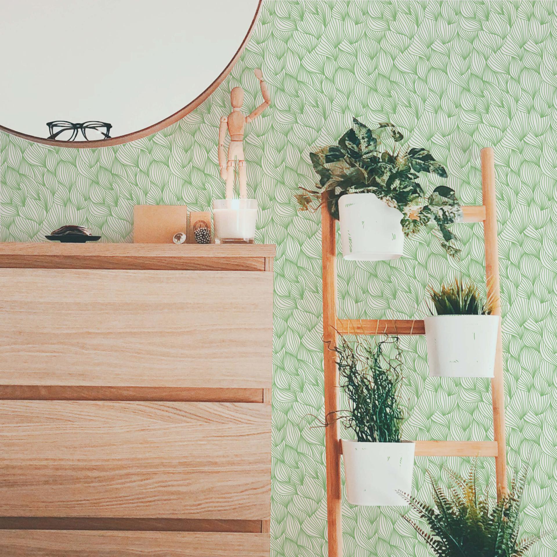 Patroonbehang – Grafische Golven – groen