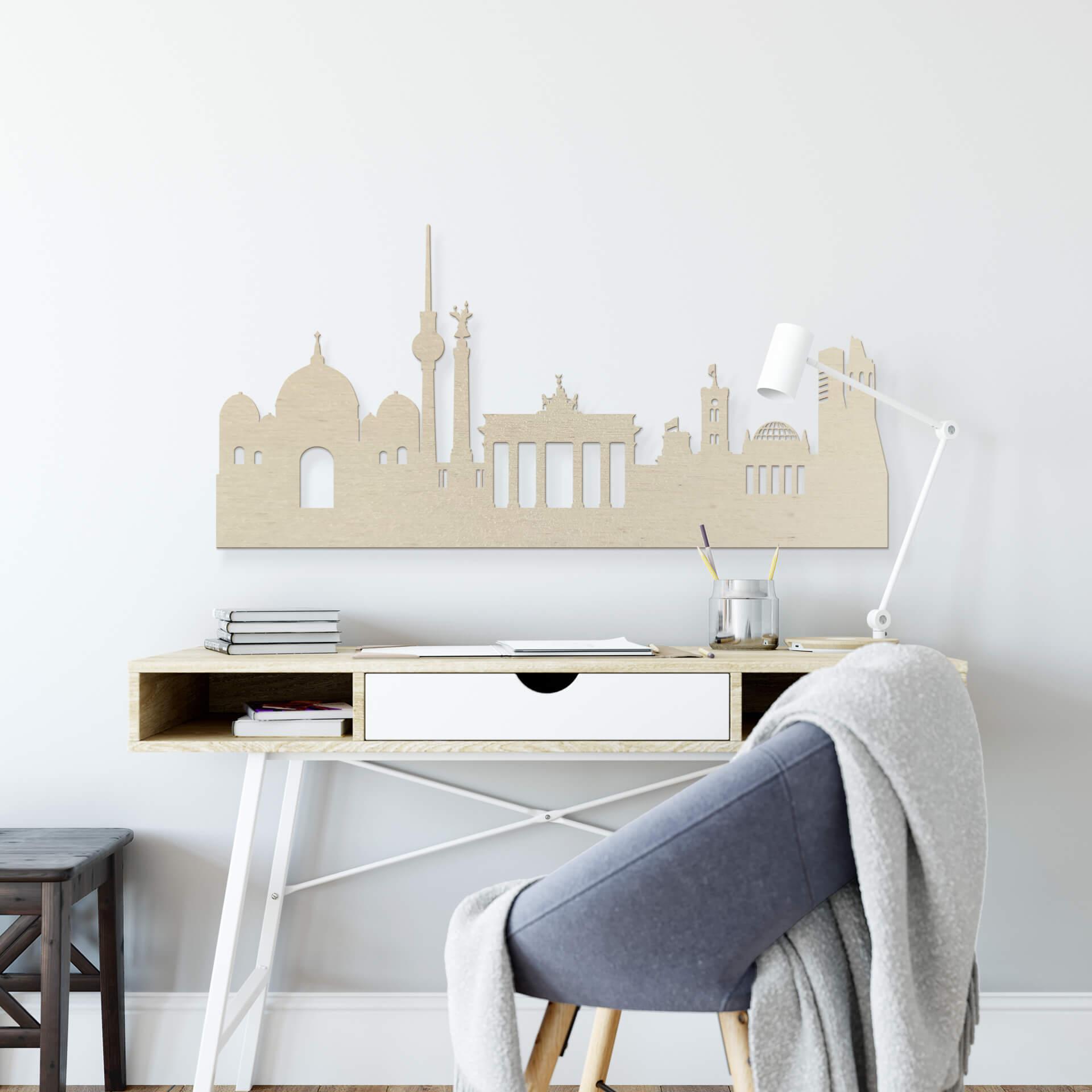 Décoration murale en bois placage peuplier - Skyline Berlin