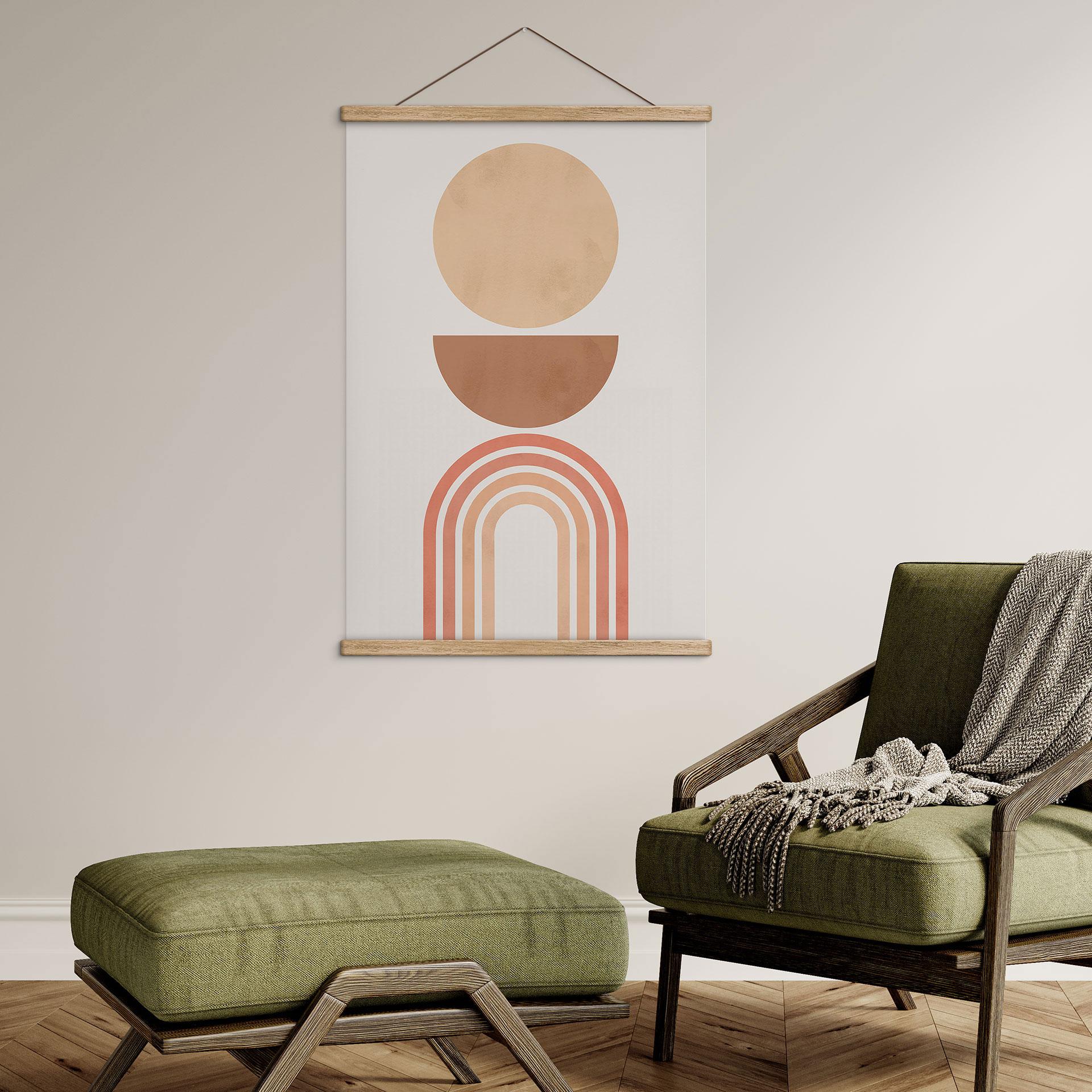 Tekstil plakat Abstrakt balance - Retro buer og cirkler - Costa