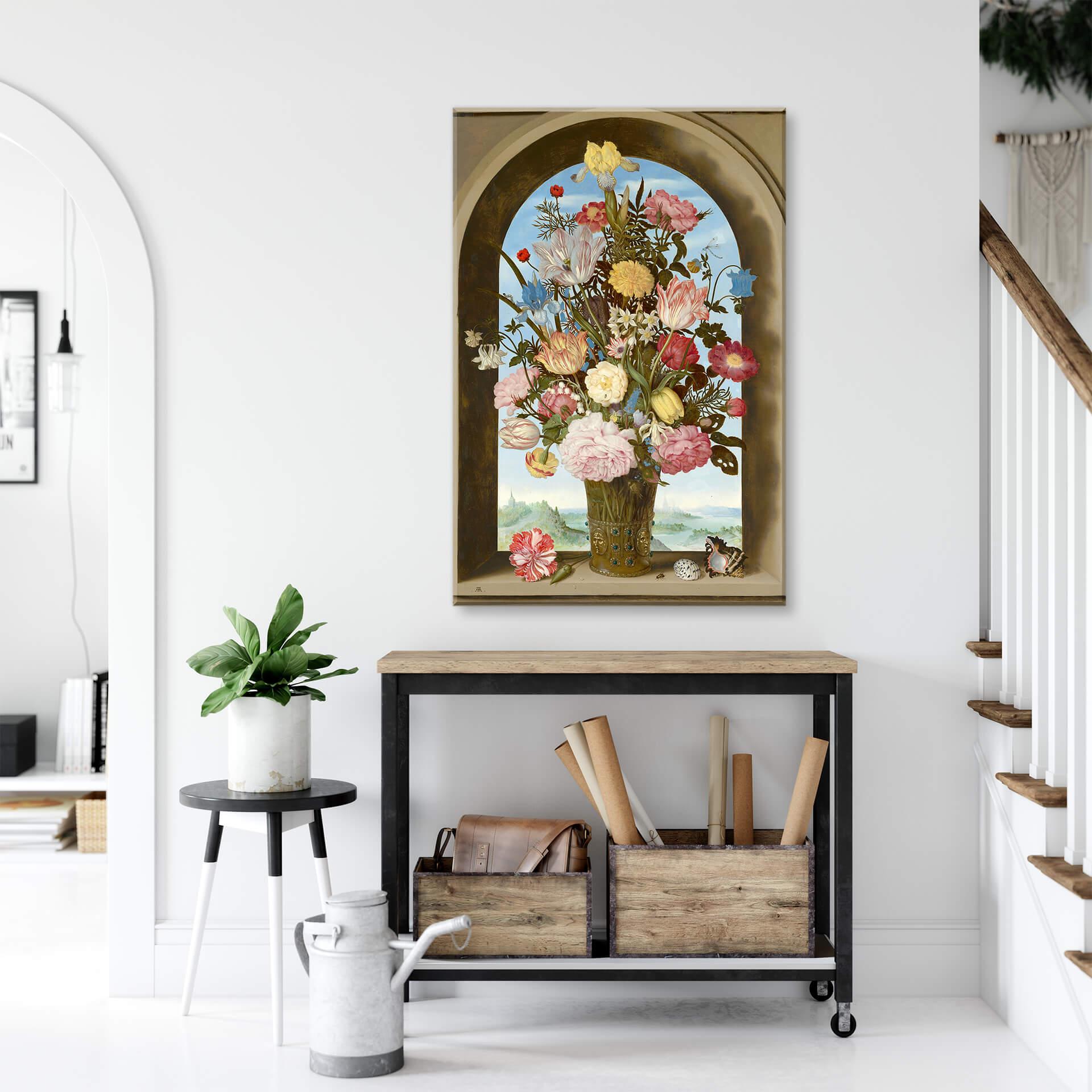 Leinwandbild Bosschaert - Blumenvase in einer Fensternische