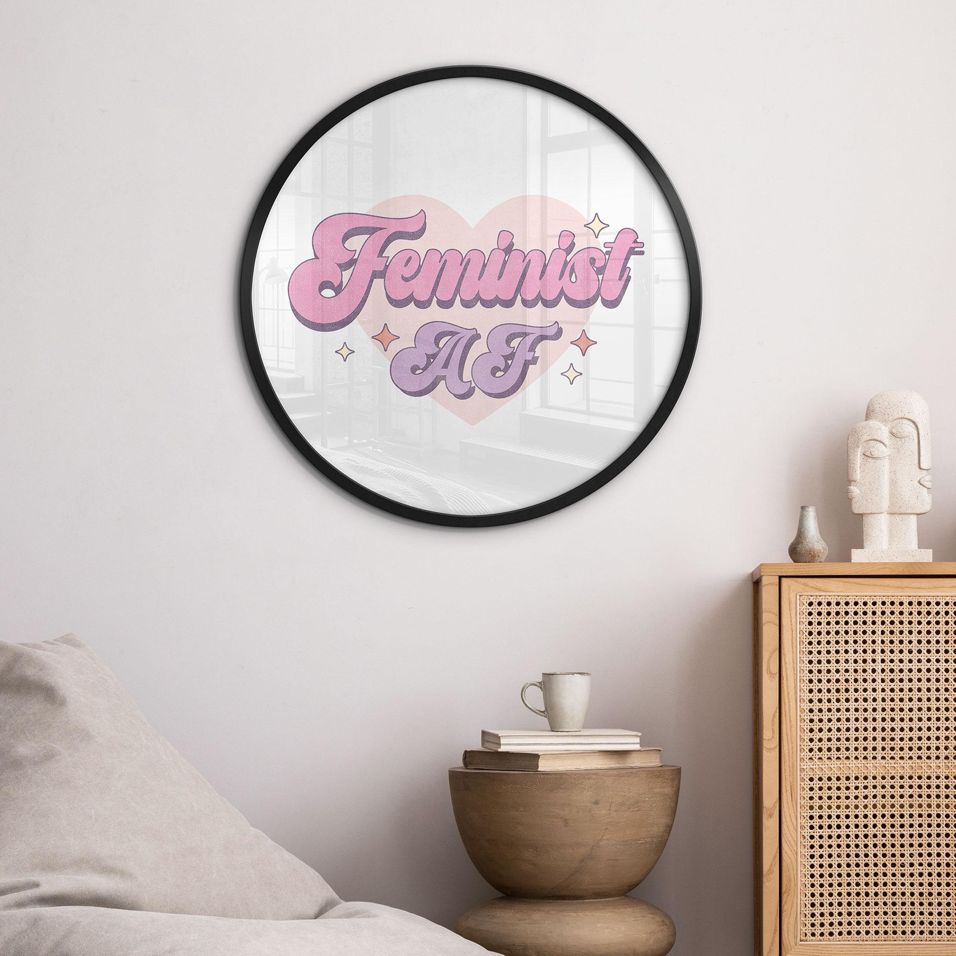 Plakat Feminist AF Pink Heart - Rund