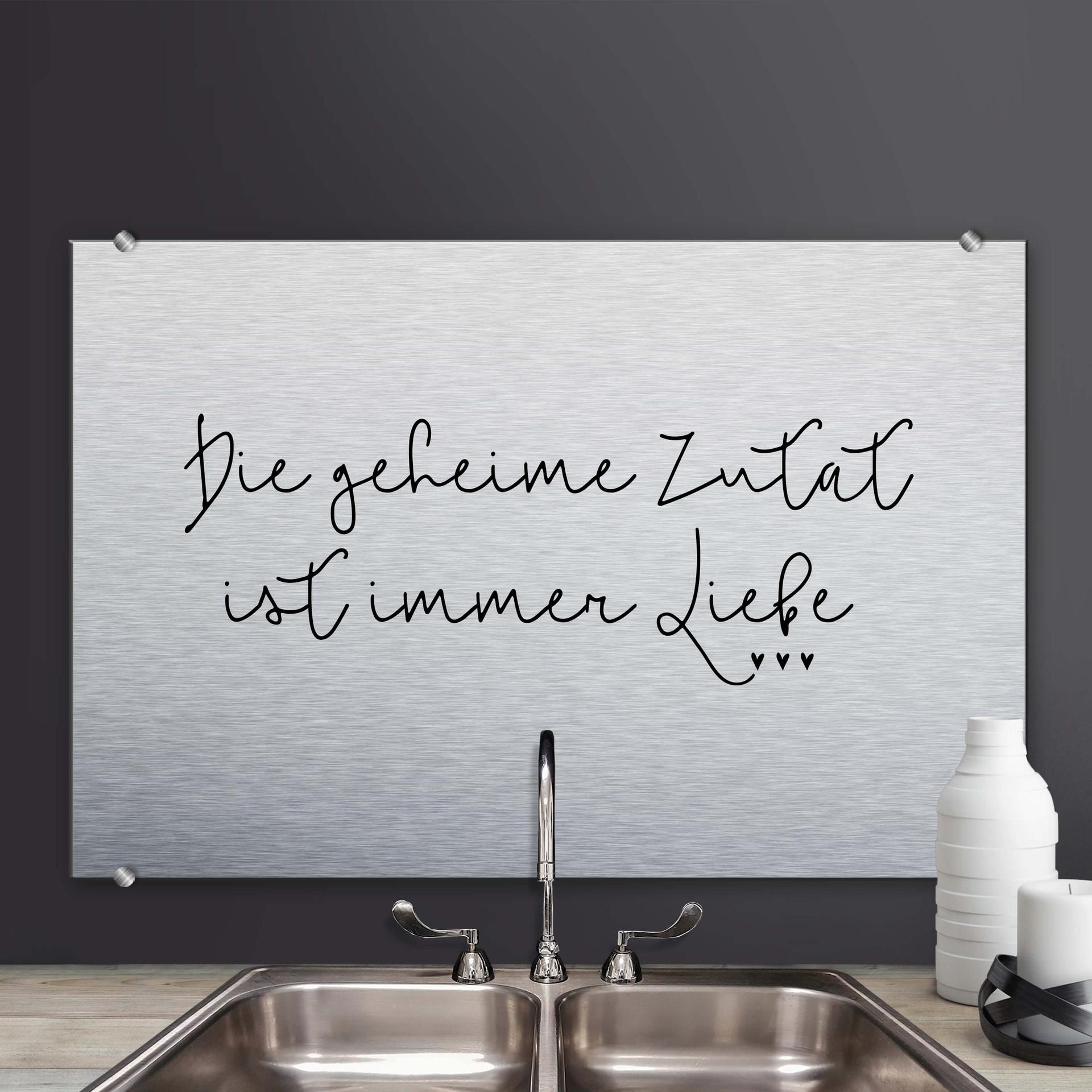 Stænkplade - Die geheime Zutat ist immer Liebe - AluDibond
