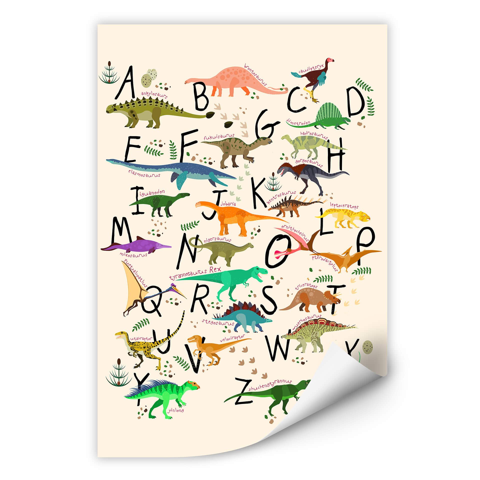 Zelfklevende Poster Dinosaurus Alfabet