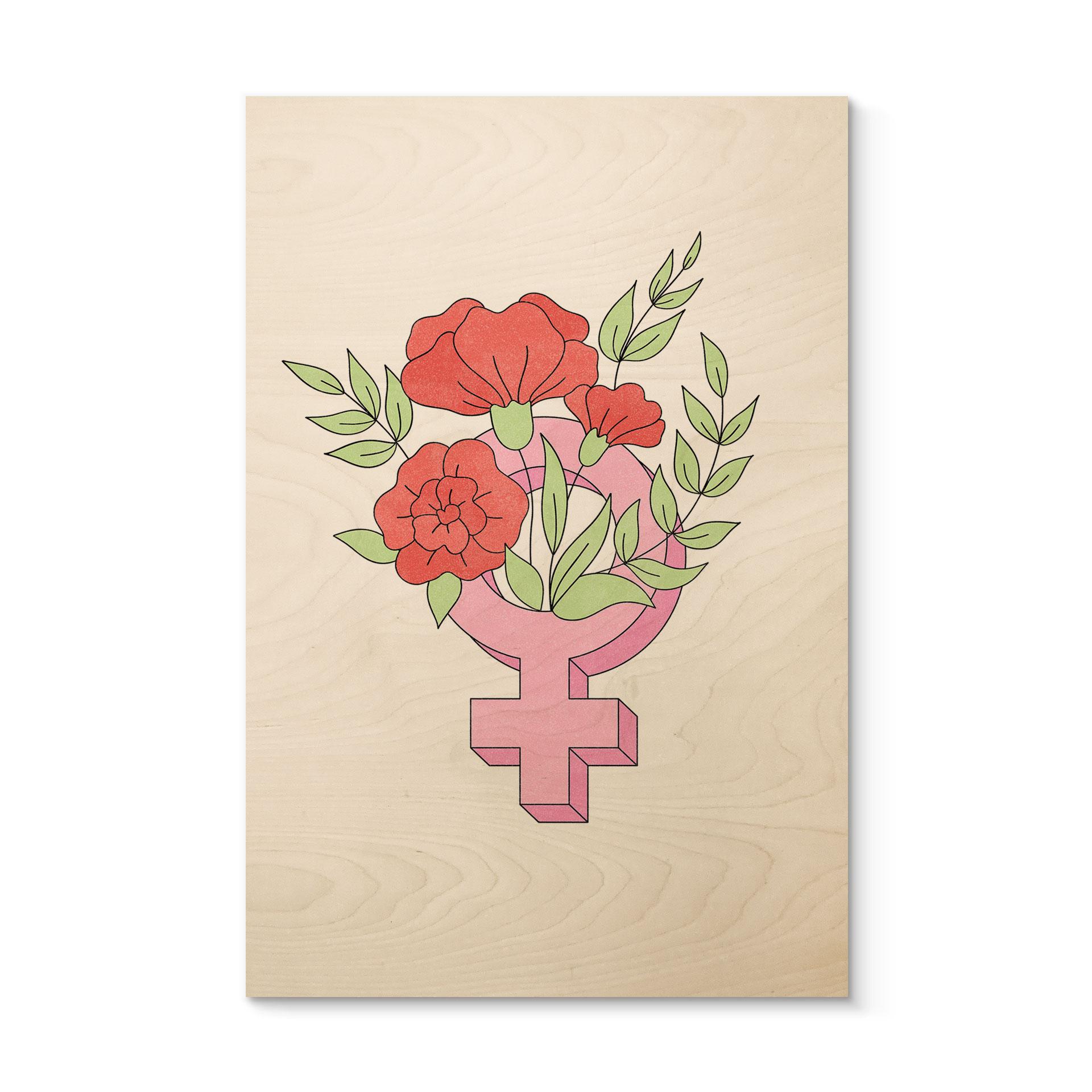 Billede af træ Venus-skilt med blomster