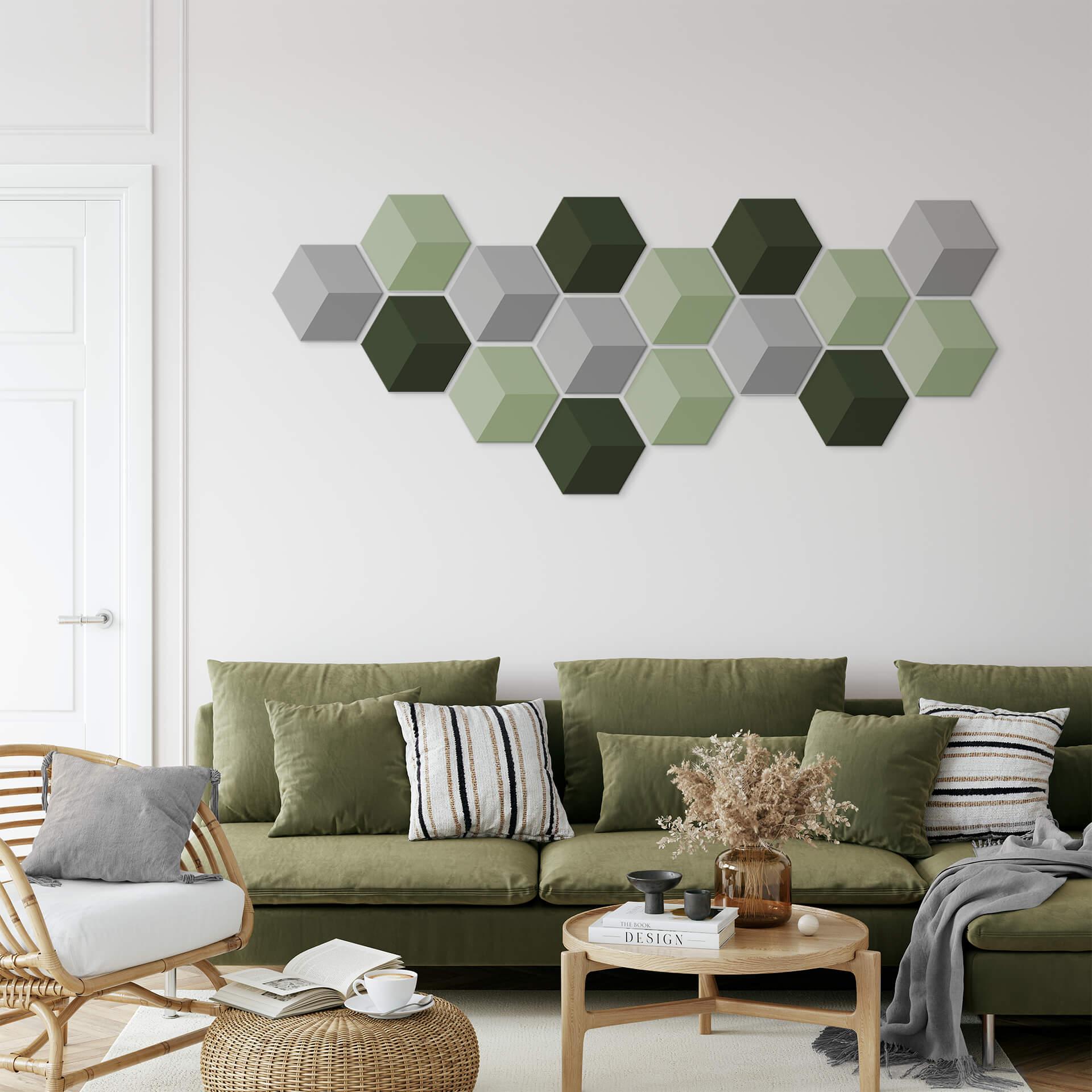 Esagono effetto 3D Alu-Dibond verde chiaro