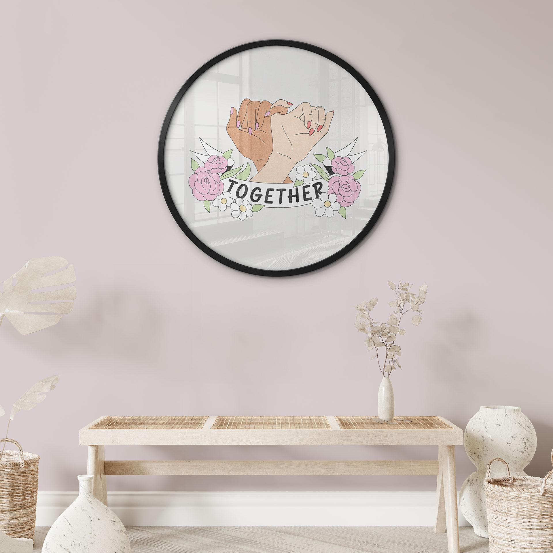 Plakat Together Sisterhood Floral Hands - Rund