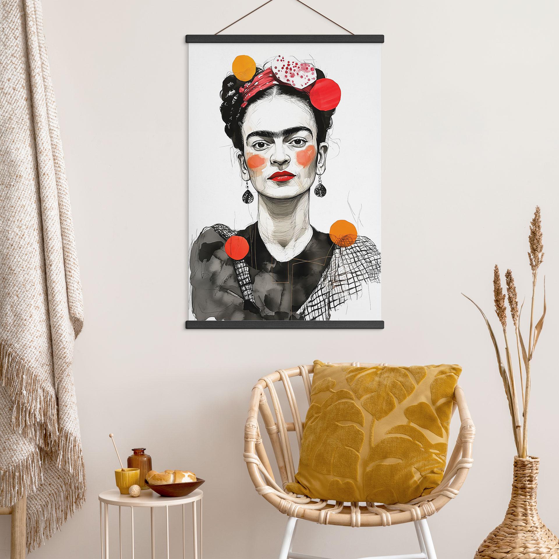 Póster de tela Frida Kahlo retrato pop art - Jaszke