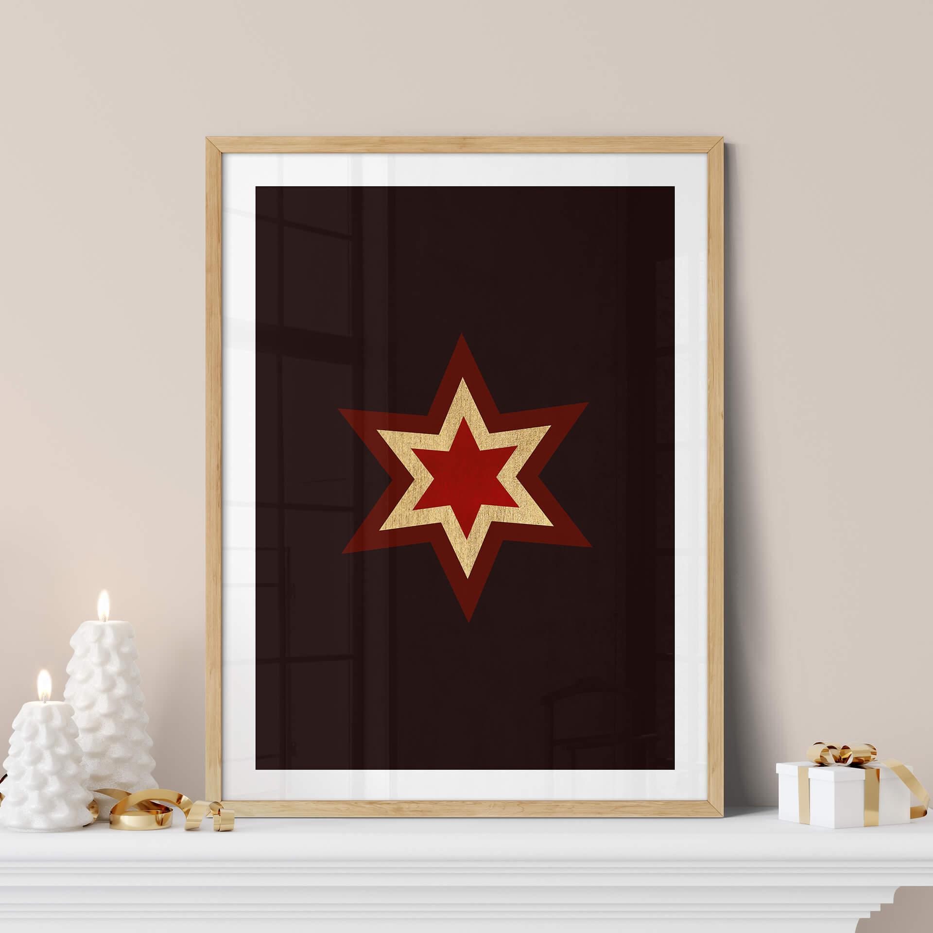 Poster Kubistika - Kerstster - Kerstposter