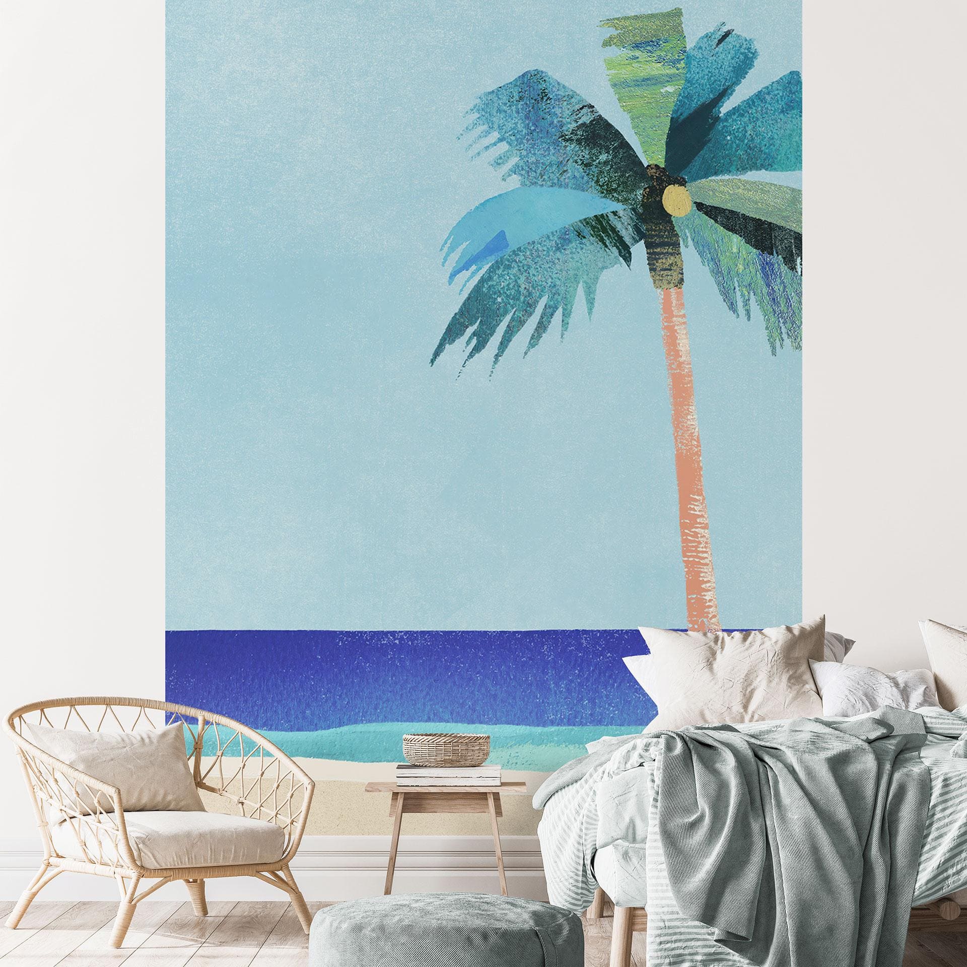 Fototapet Semesterstrand med palm - Rivers