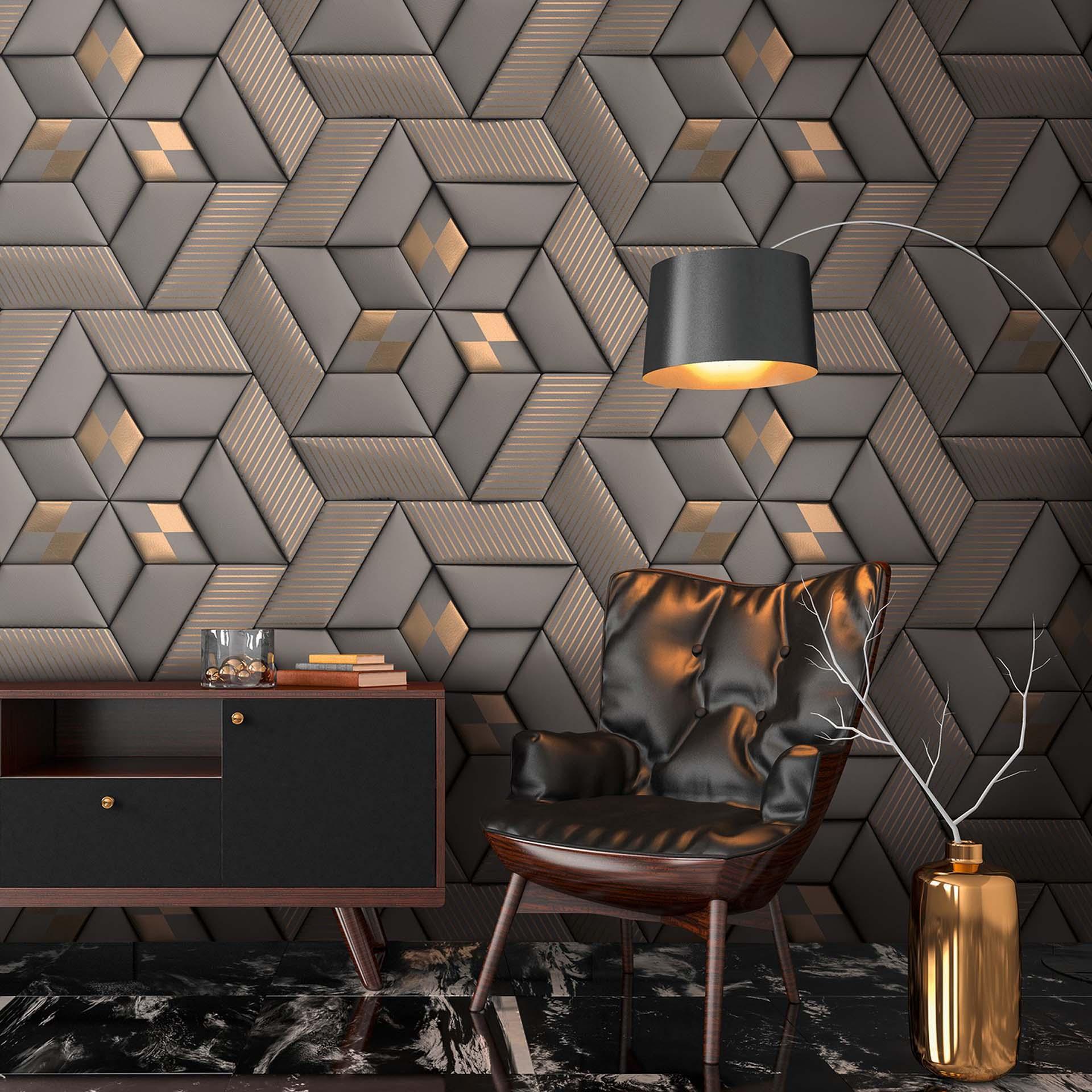 3D-effekt tapet moderne design Ikke-vævet tapet grå