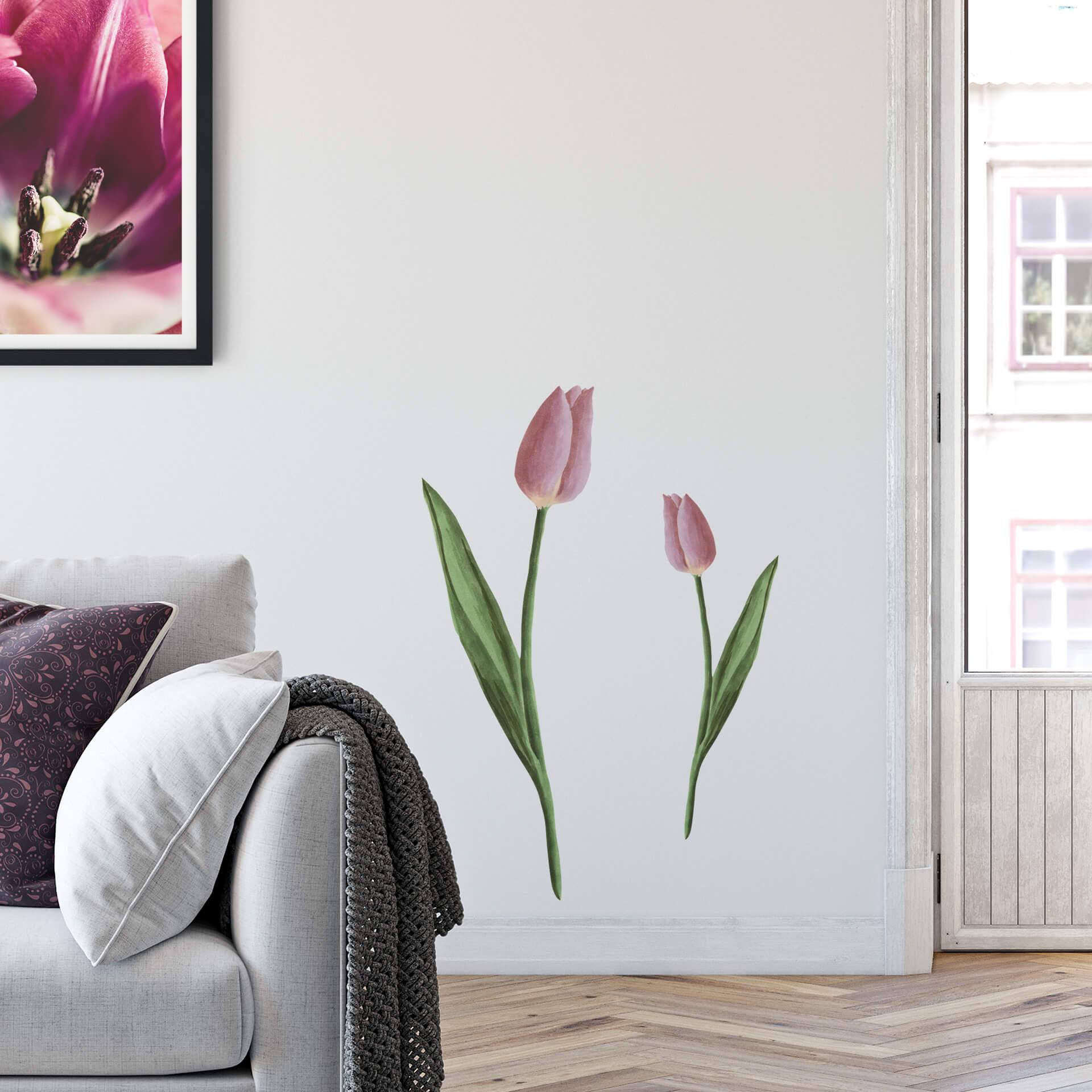 Muursticker Roze Tulp
