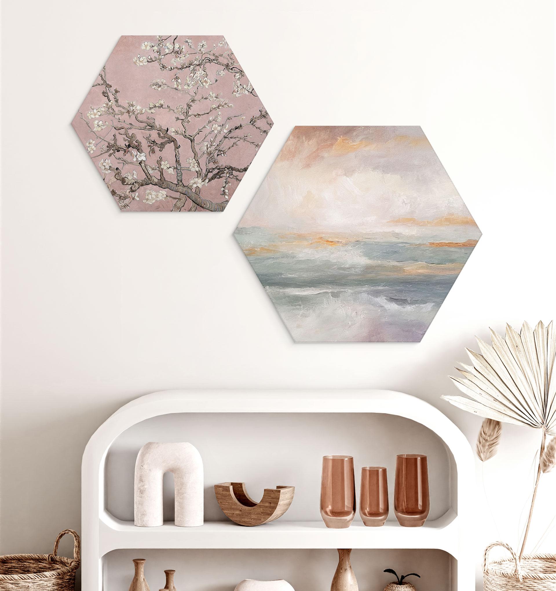 Hexagon Dibond Abstrakte bølger i lyset af skumringen - Alpenglow Workshop