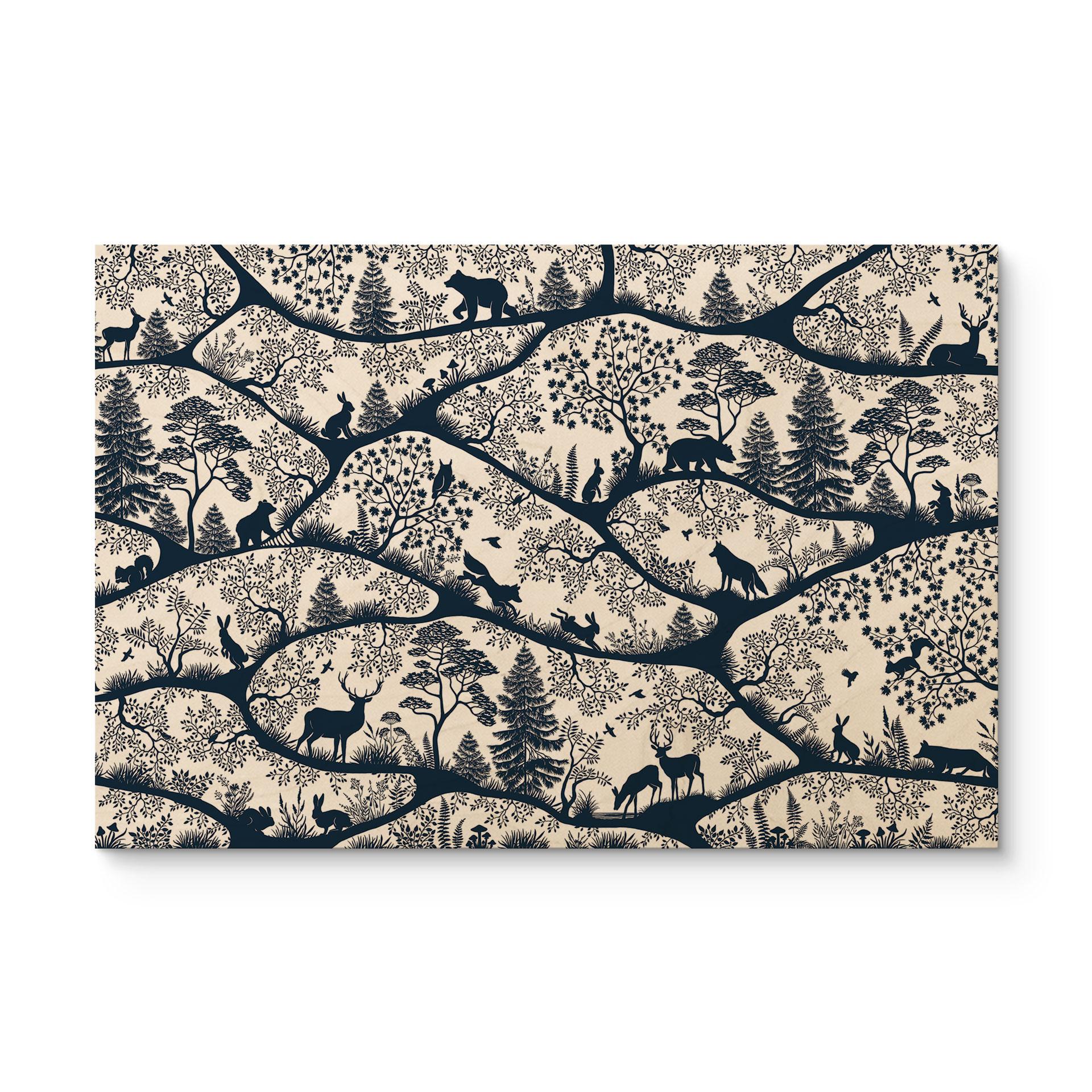 Houten Wanddecoratie Dierensilhouetten in het Noordse Bos - Oliver Robins