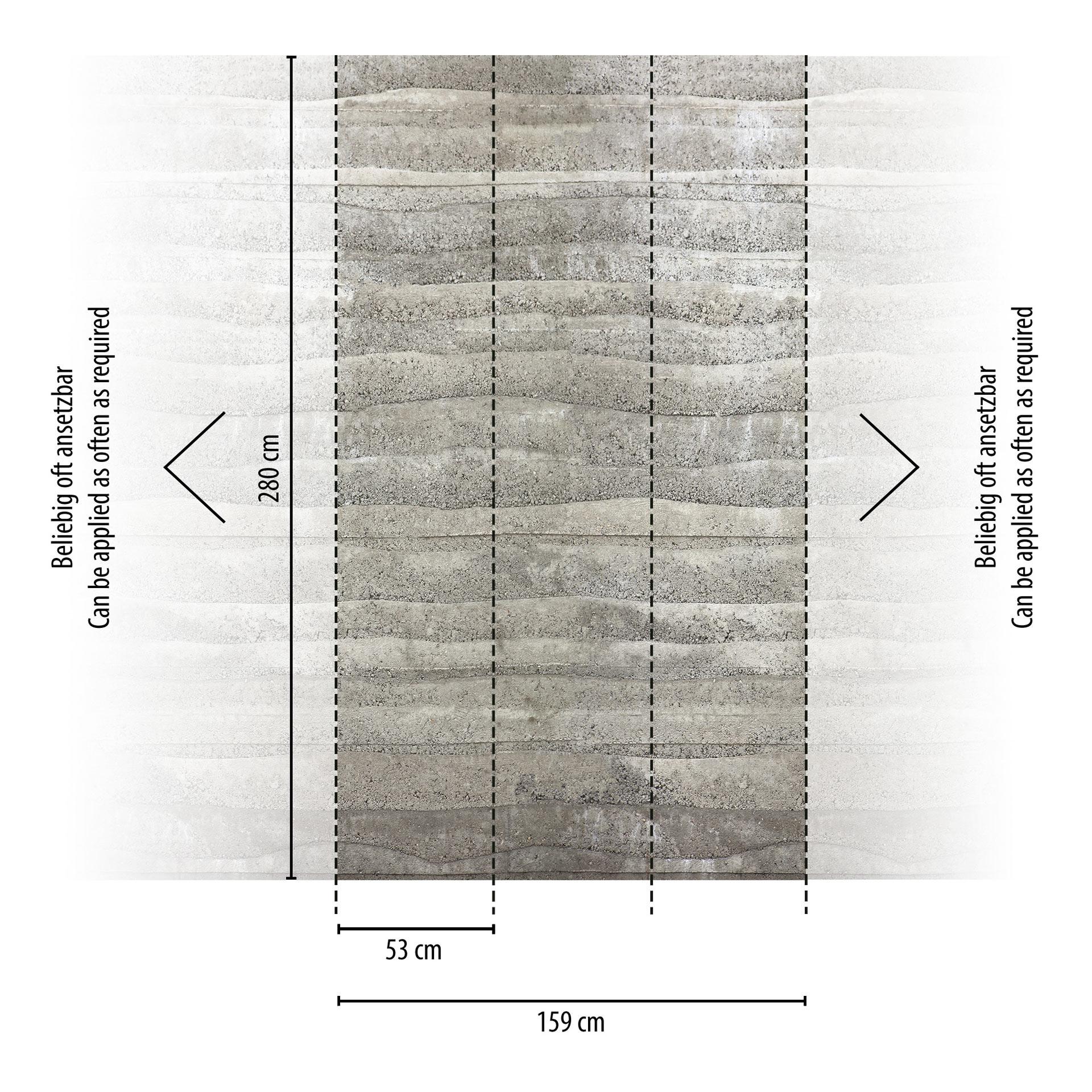 Vliesbehang betonlook grijs mat uittrekbaar 1,59 x 2,80 m Vliesbehang Wanddecoratie modern