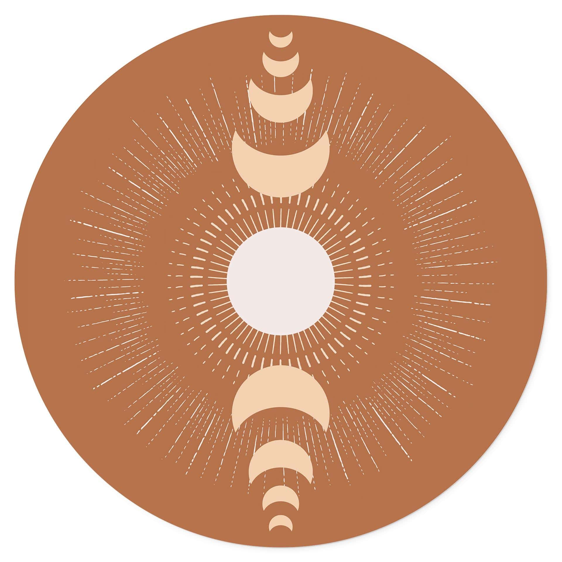 Wallsticker månecyklusser - sol og måne i harmoni - KsanaKalpa - Round