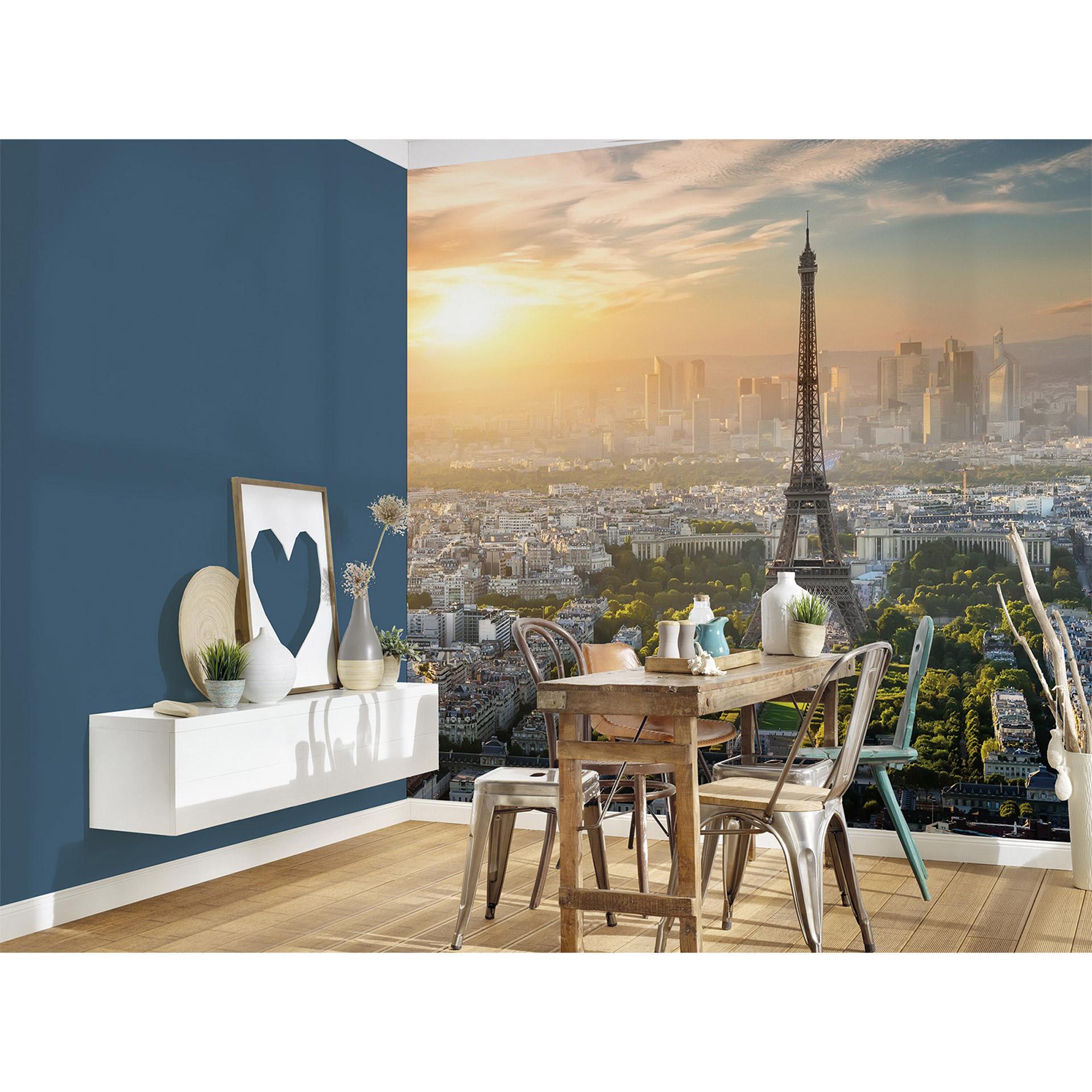 non-woven tapet EiffelTower Eiffeltårnet Eiffeltårnet Paris fototapet Designwalls i grøn og grå