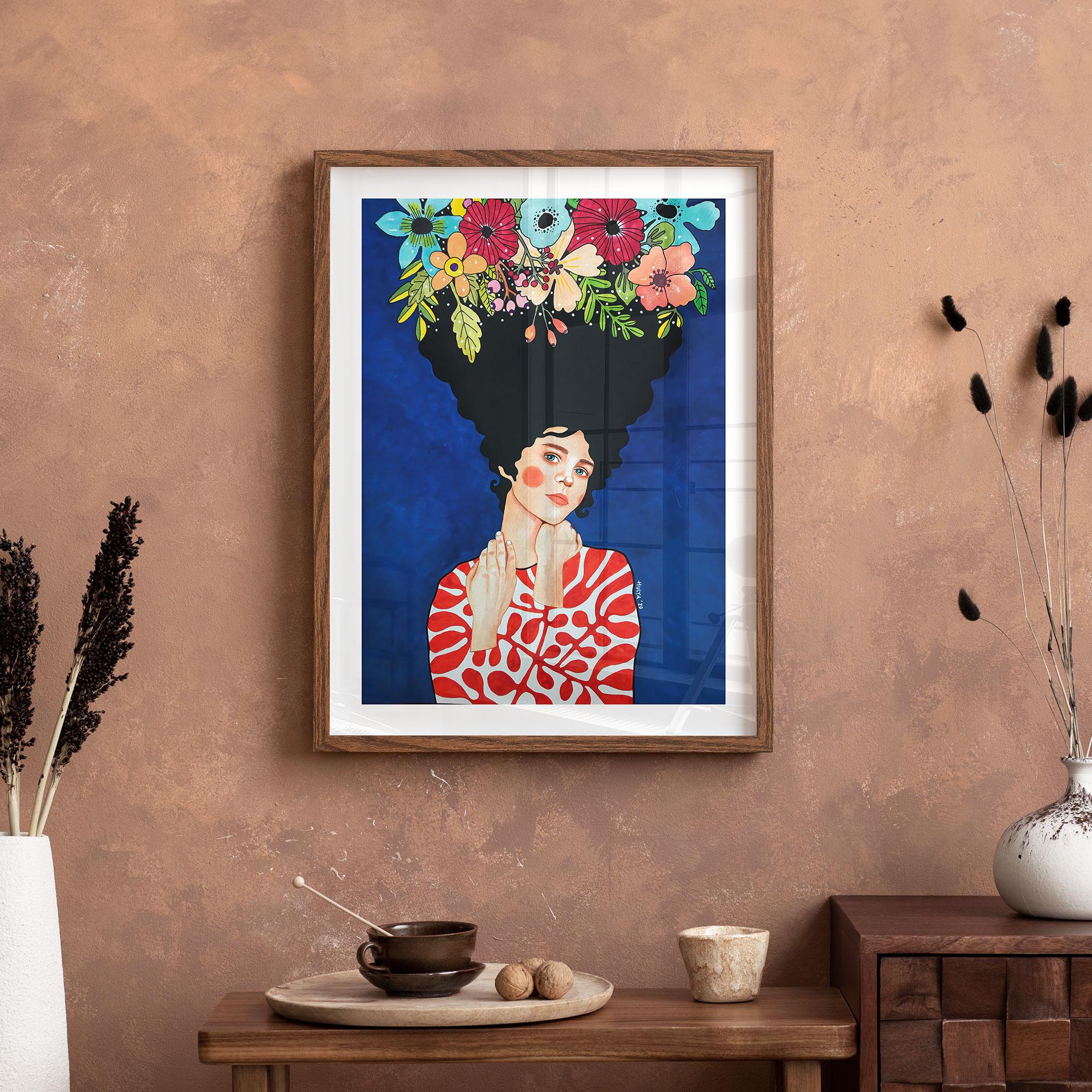 Plakat kvinde med blomster i håret - Hülya