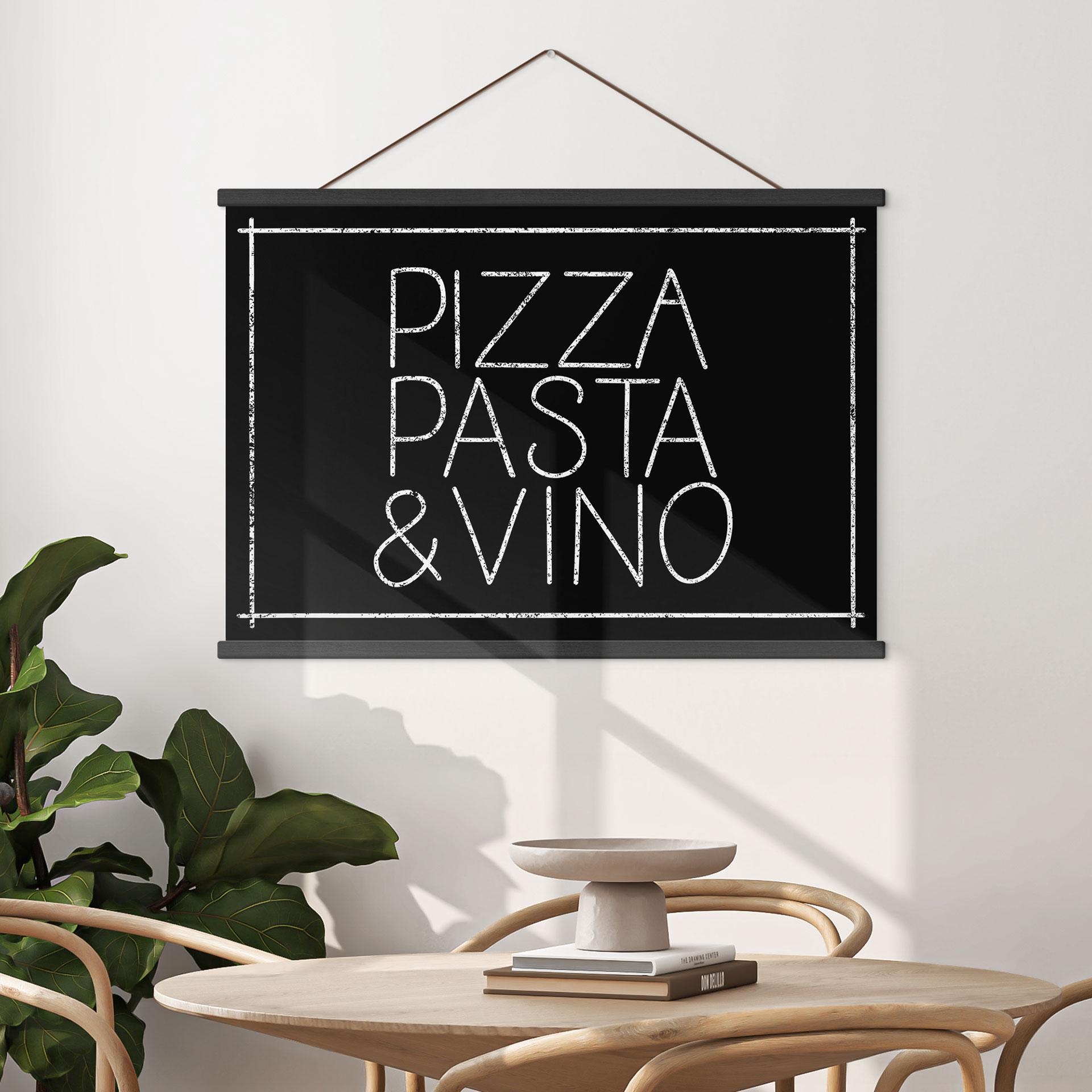 Obraz tkaniny Pizza Pasta & Vino czarny