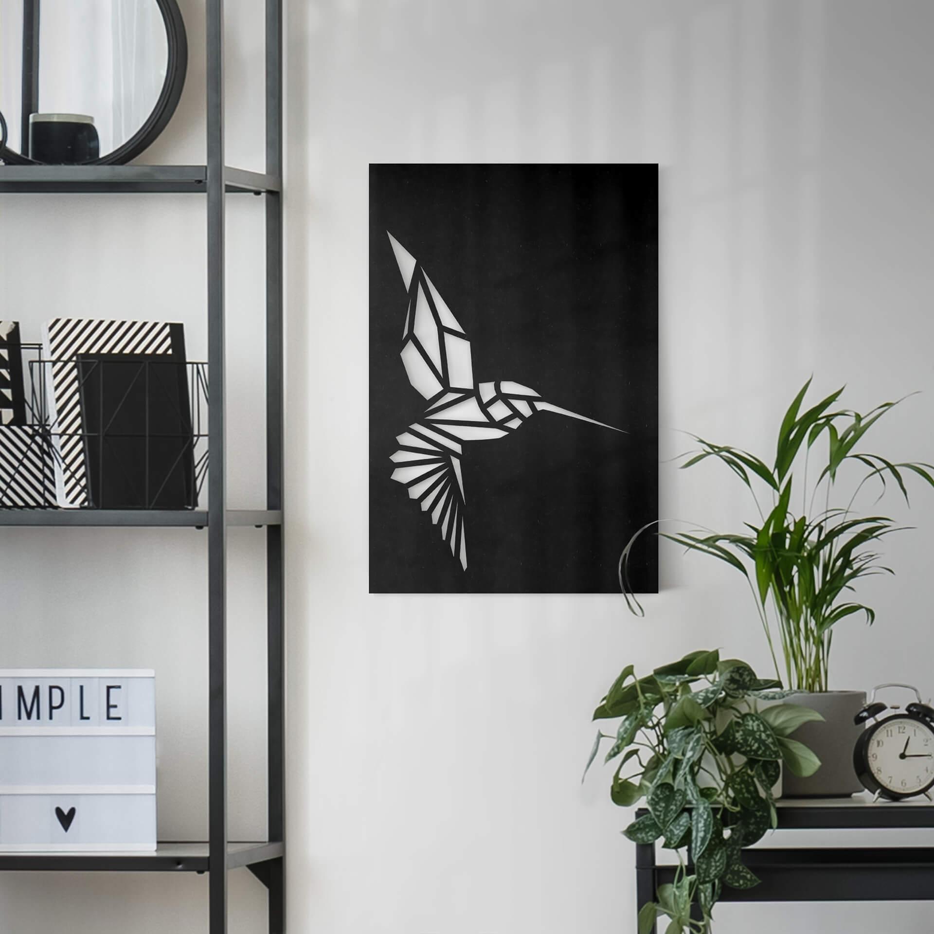 MDF - Decoración en madera de colibrí de origami