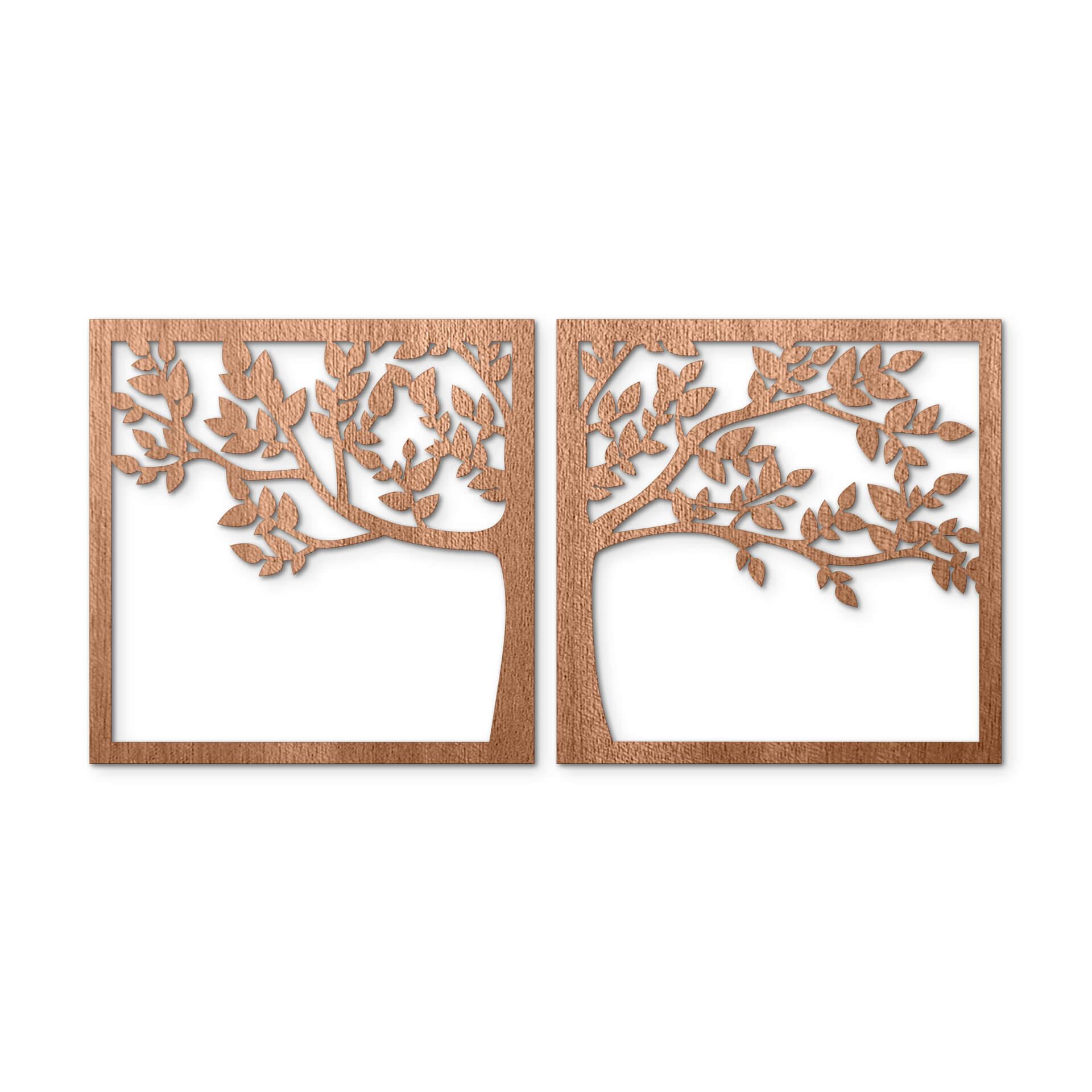 Houten Decoratie - Raam met boom - 2-delig