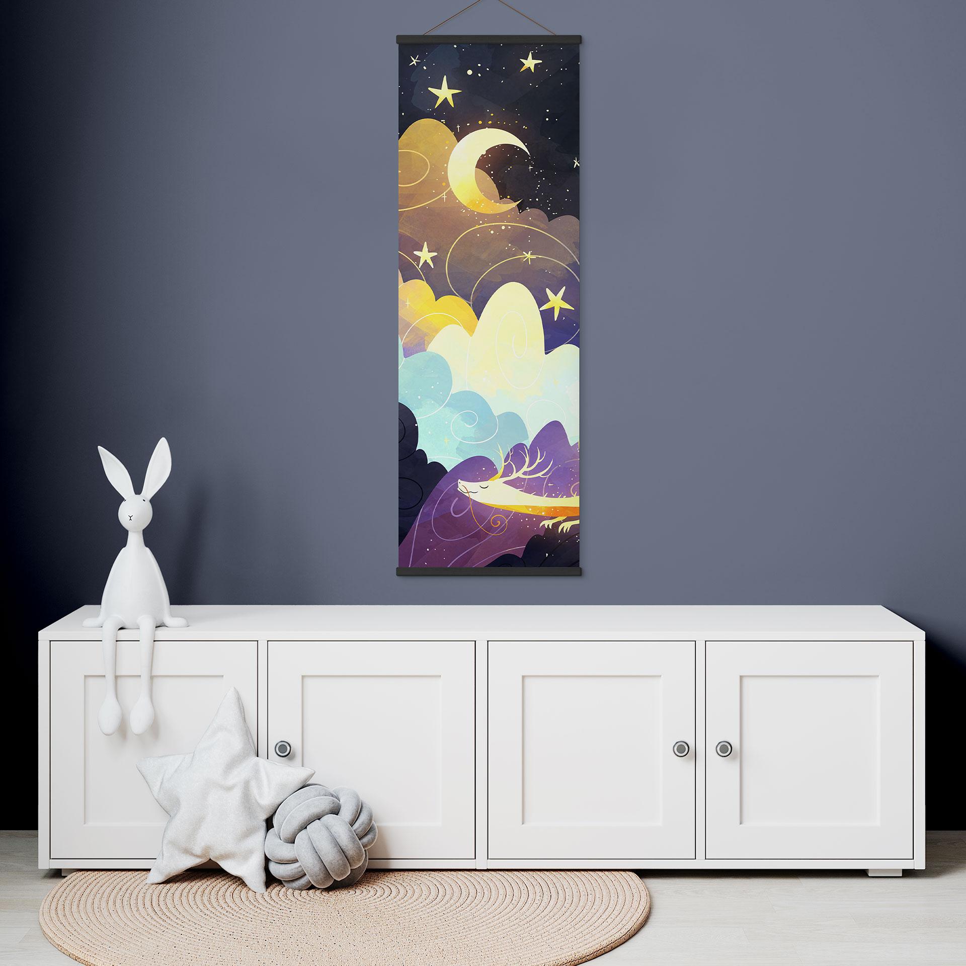 Textielposter Vlieger door sterrenwolken - DigitalArtsi - Panorama