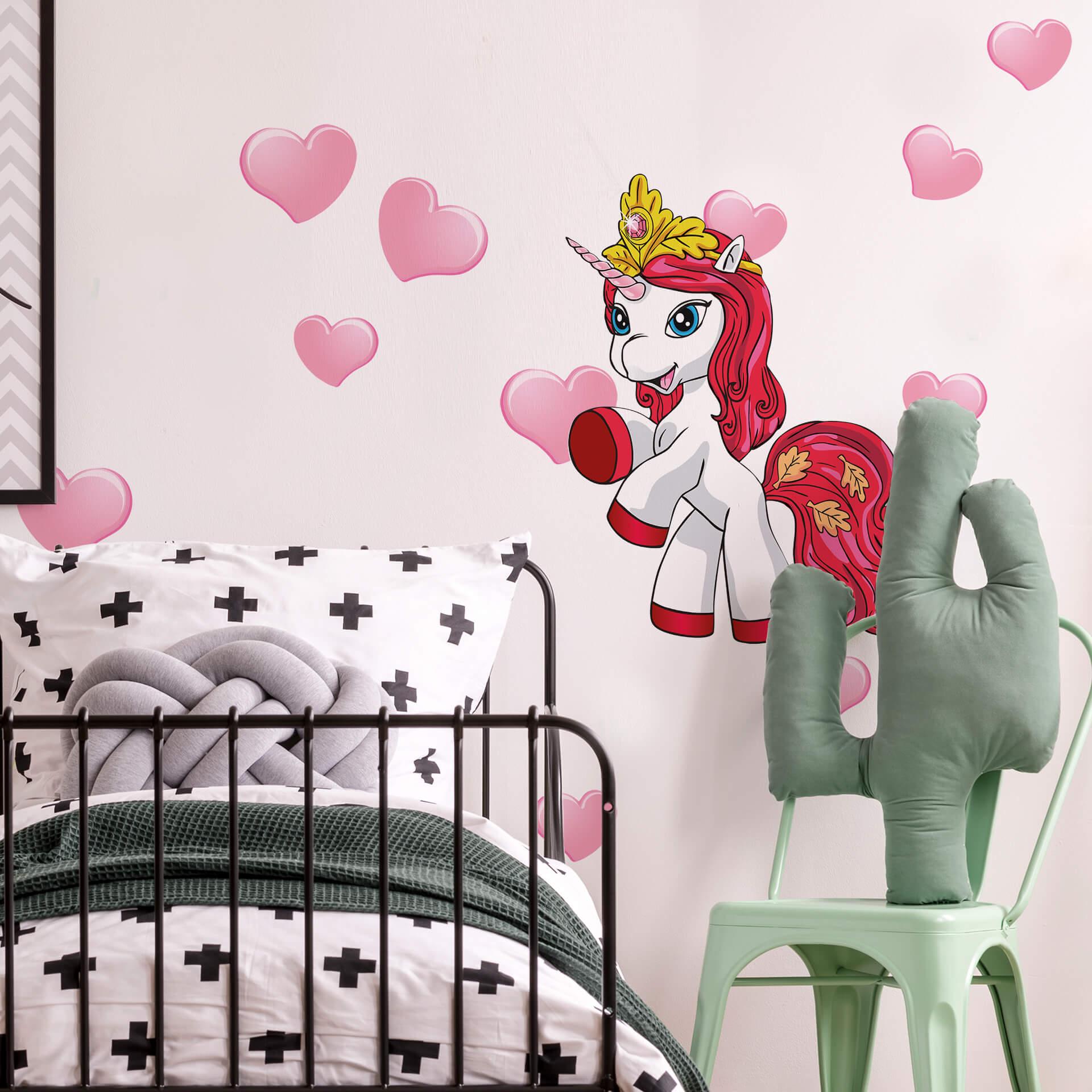 Wallsticker Filly Unicorn Romance Leaf