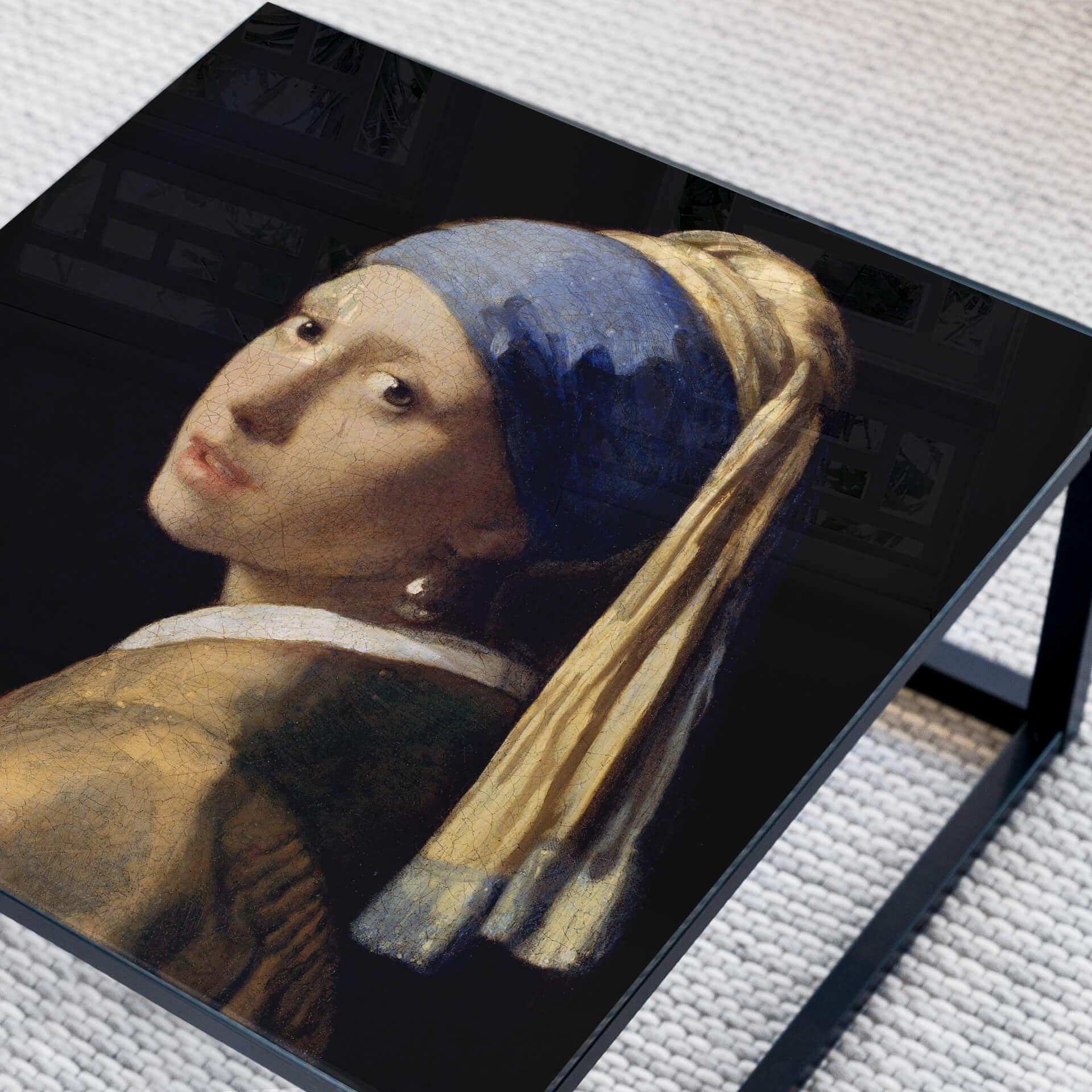 Plateau de table en verre - Vermeer - La fille à la perle - Carré