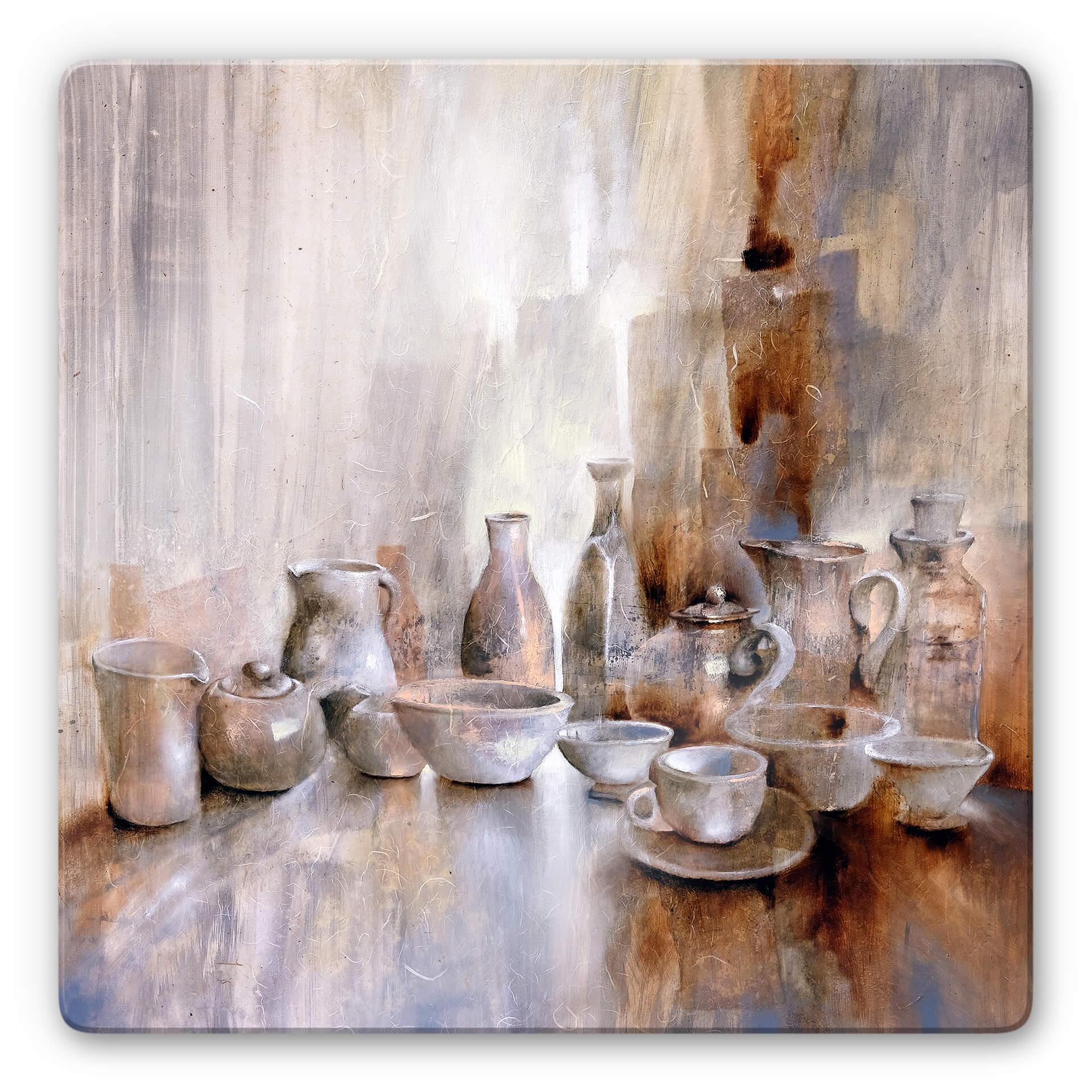Glasbild Schmucker - Stillleben mit Teekanne 02