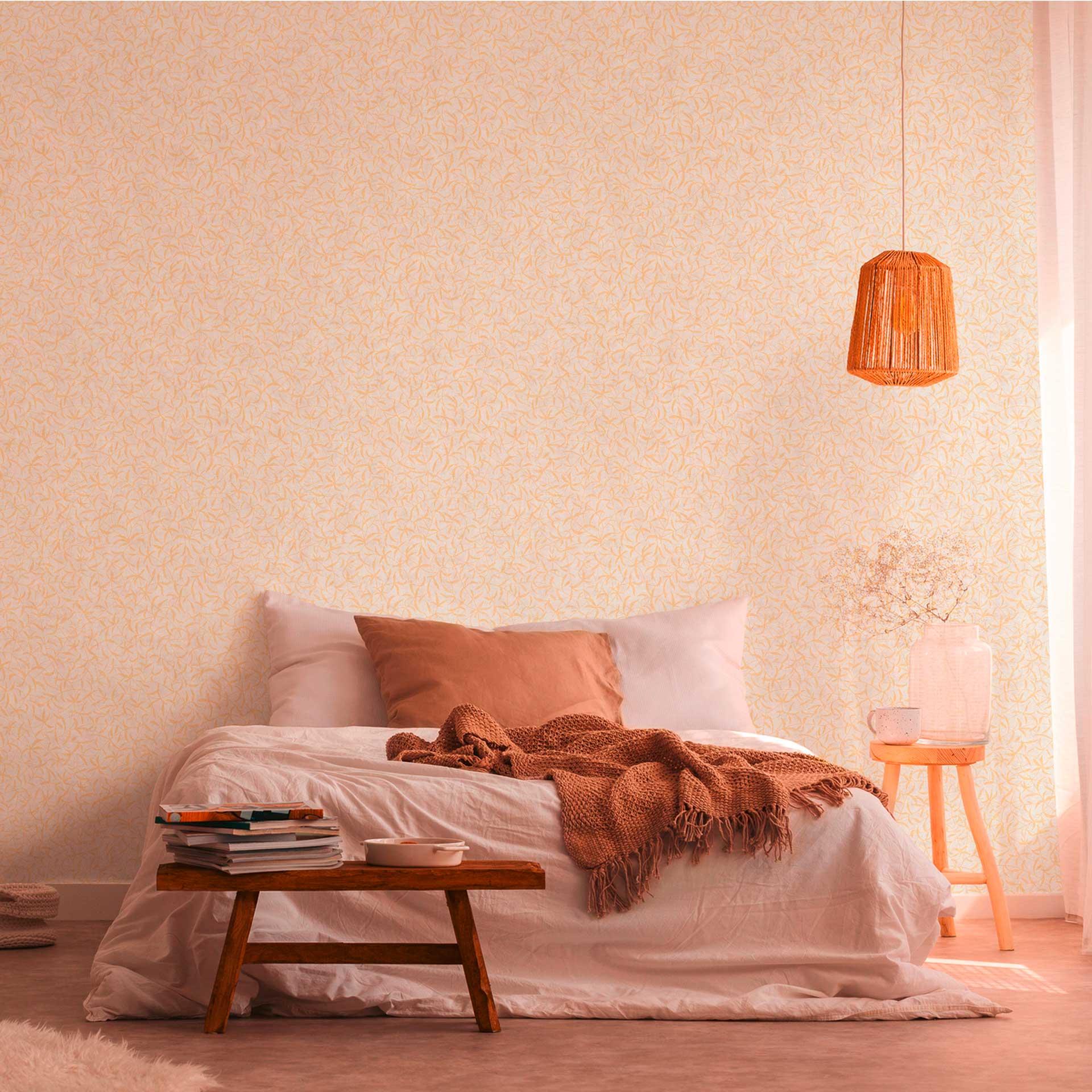 Creme beige blomstertapet - natur tapet landstil - non-woven tapet soveværelse kontor