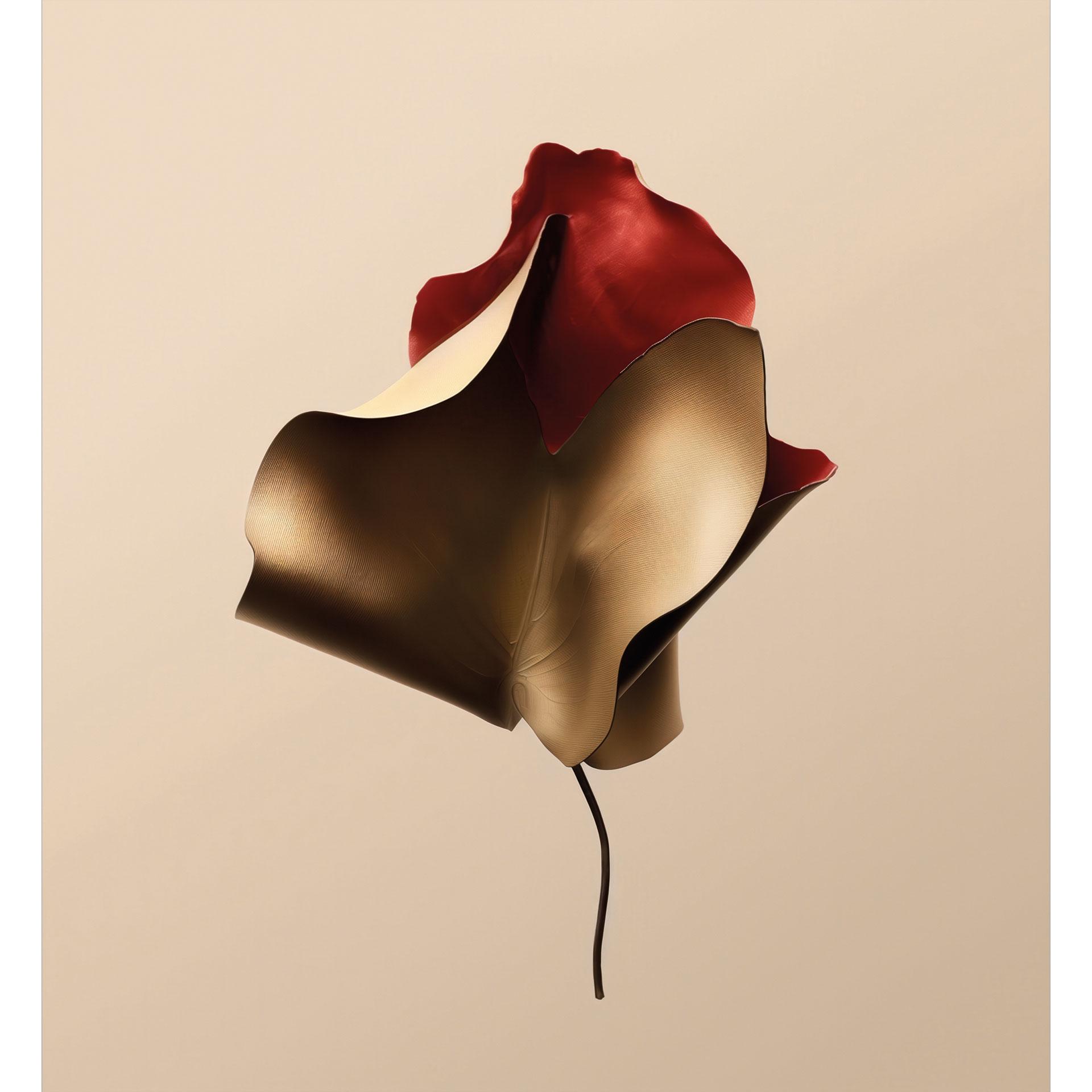 Elegant bladbehang in goud en rood - Alma